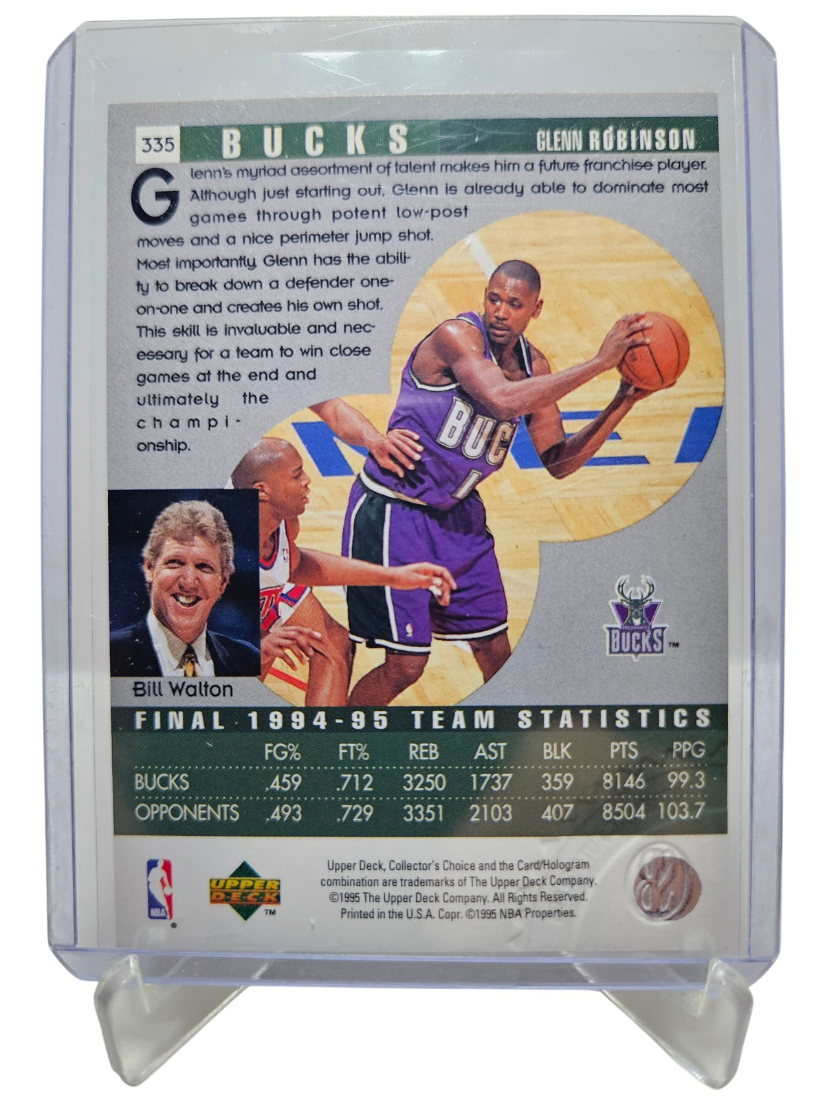 1995 Upper Deck #335 Glenn Robinson Scouting Report Authentic Auto
