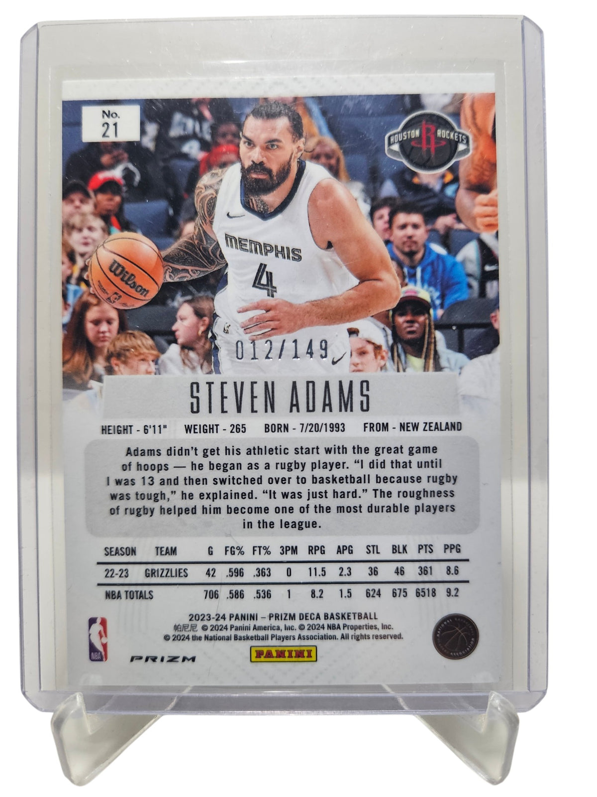 2023-24 Panini Prizm Deca #21 Steven Adams Blue Prizm 012/149