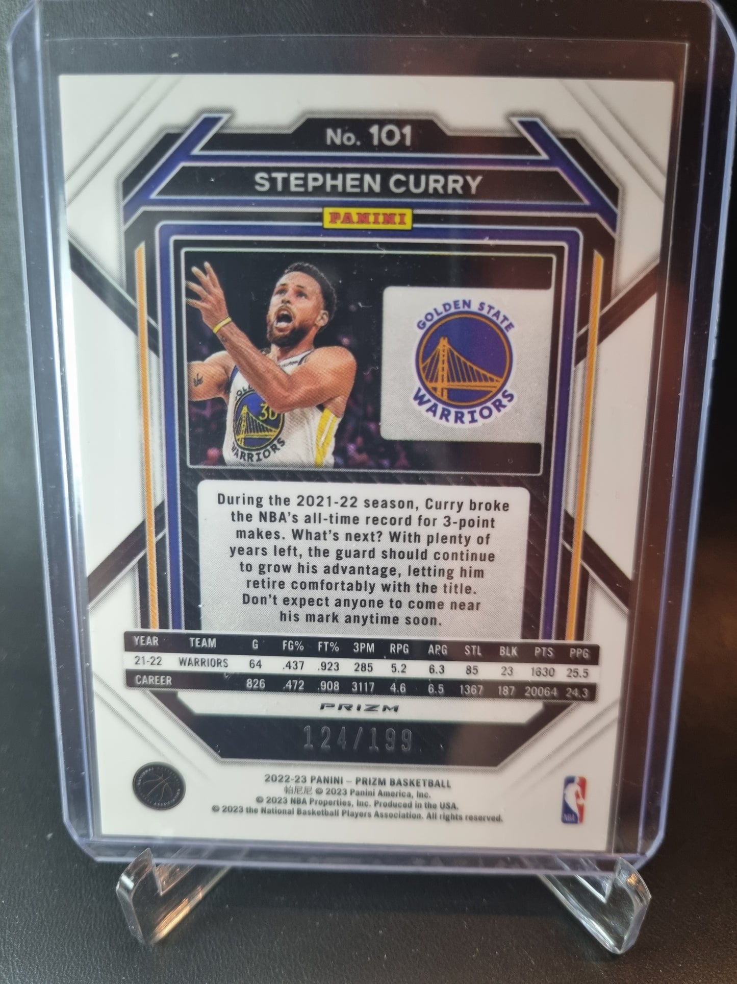 2022-23 Panini Prizm #101 Stephen Curry Blue 124/199