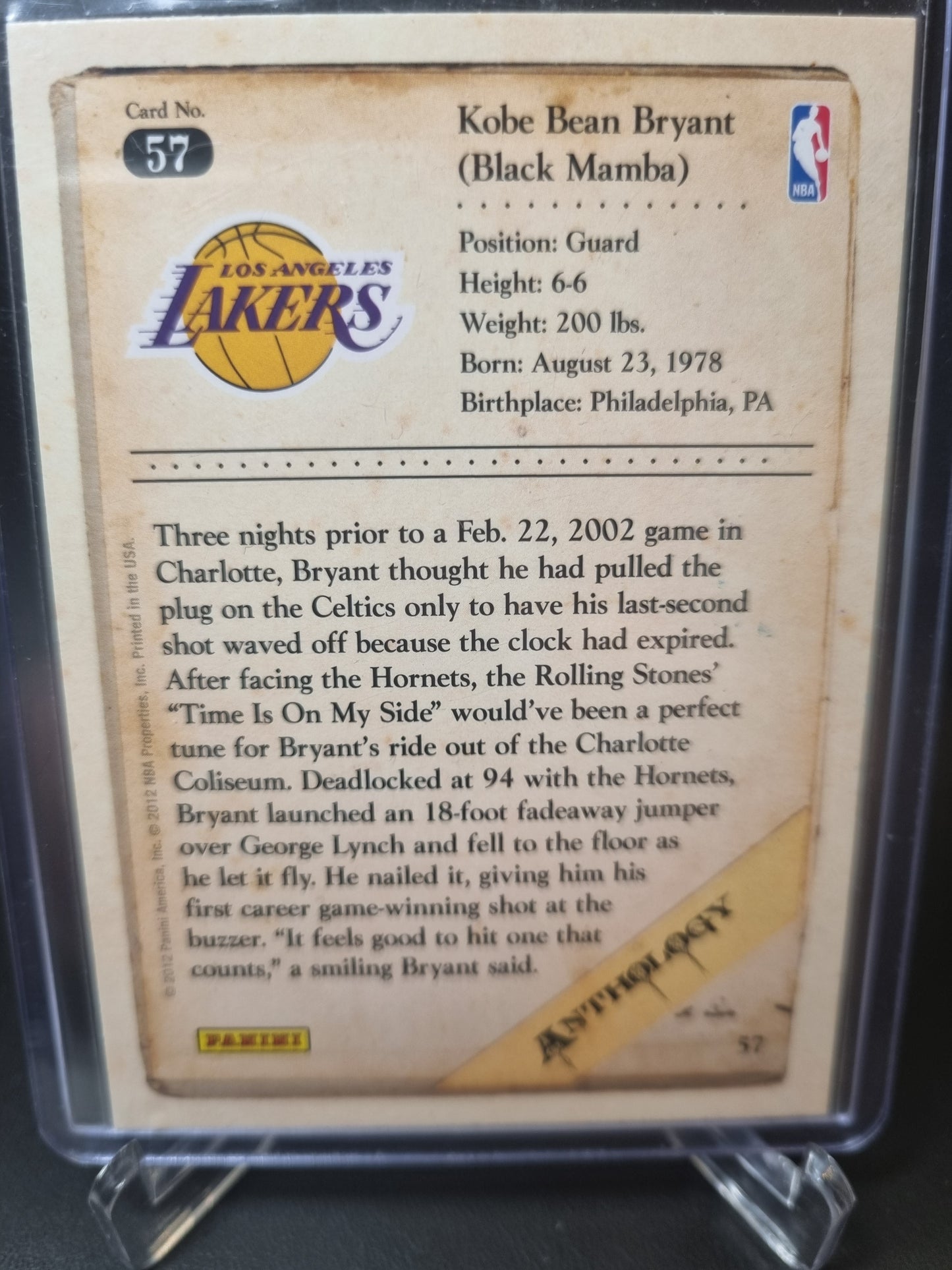 2012 Panini #57 Kobe Bryant Anthology