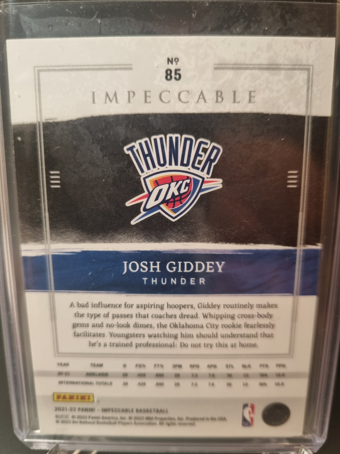 2021-22 Impeccable #85 Josh Giddey Rookie Card