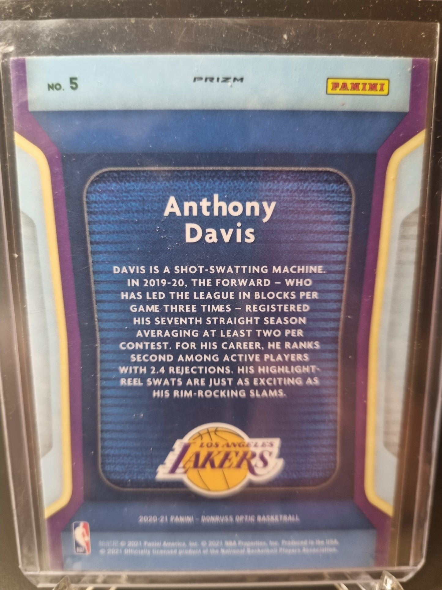 2020-21 Panini Donruss Optic #5 Anthony Davis Air Defense Silver Prizm