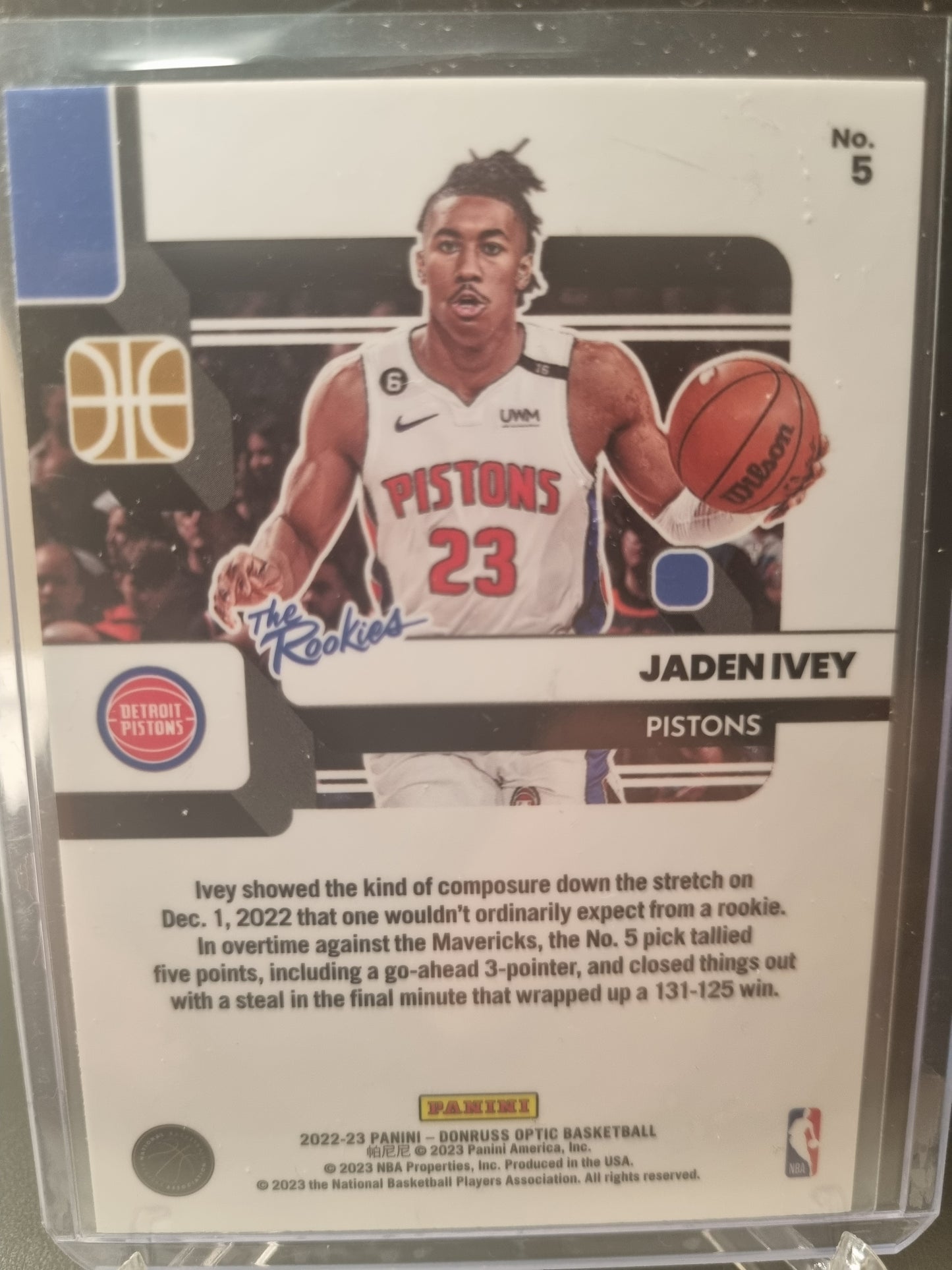 2022-23 Panini Donruss Optic #5 Jaden Ivey Rookie Card The Rookies