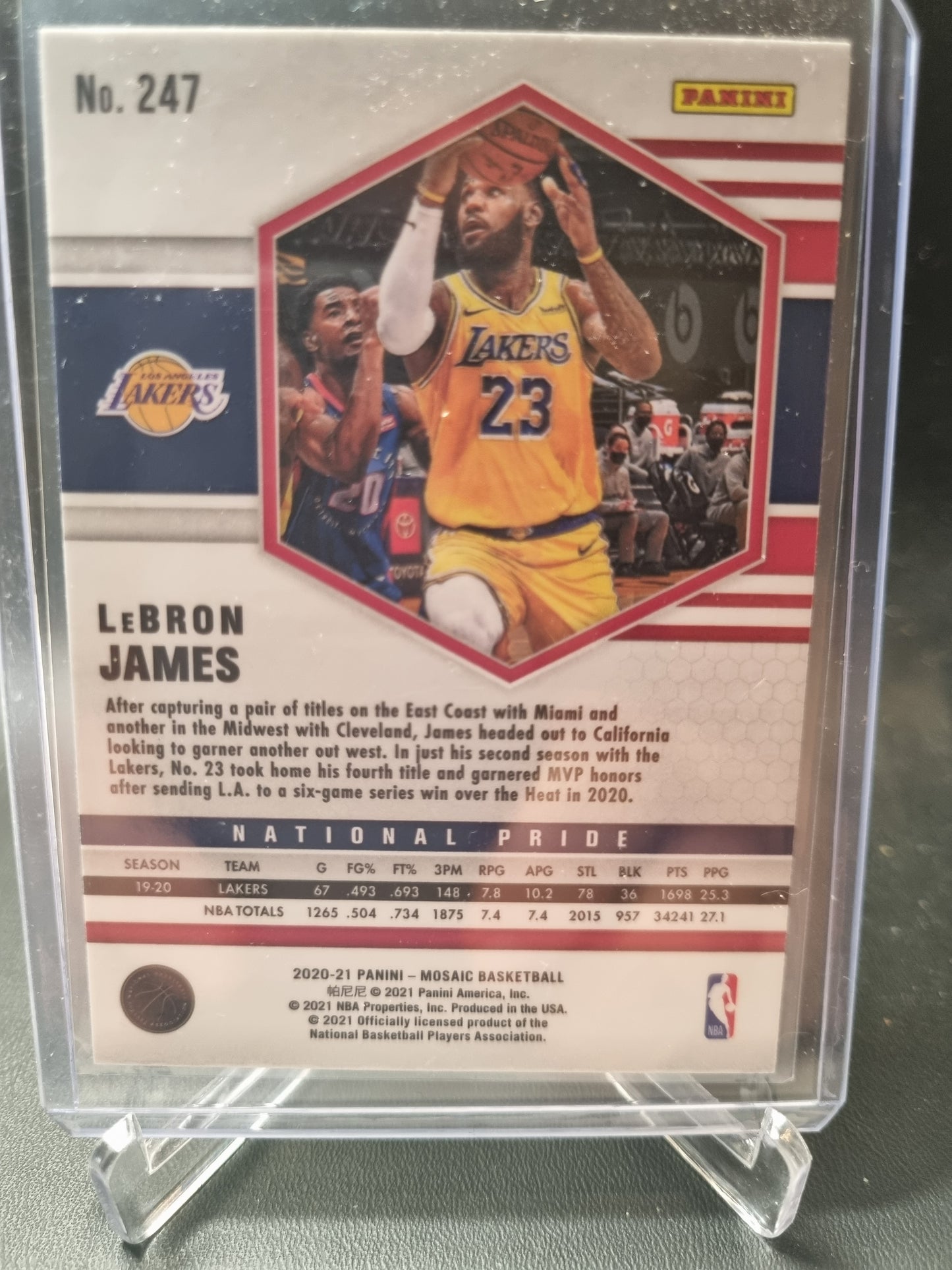 2020-21 Panini Mosaic #247 Lebron James National Pride