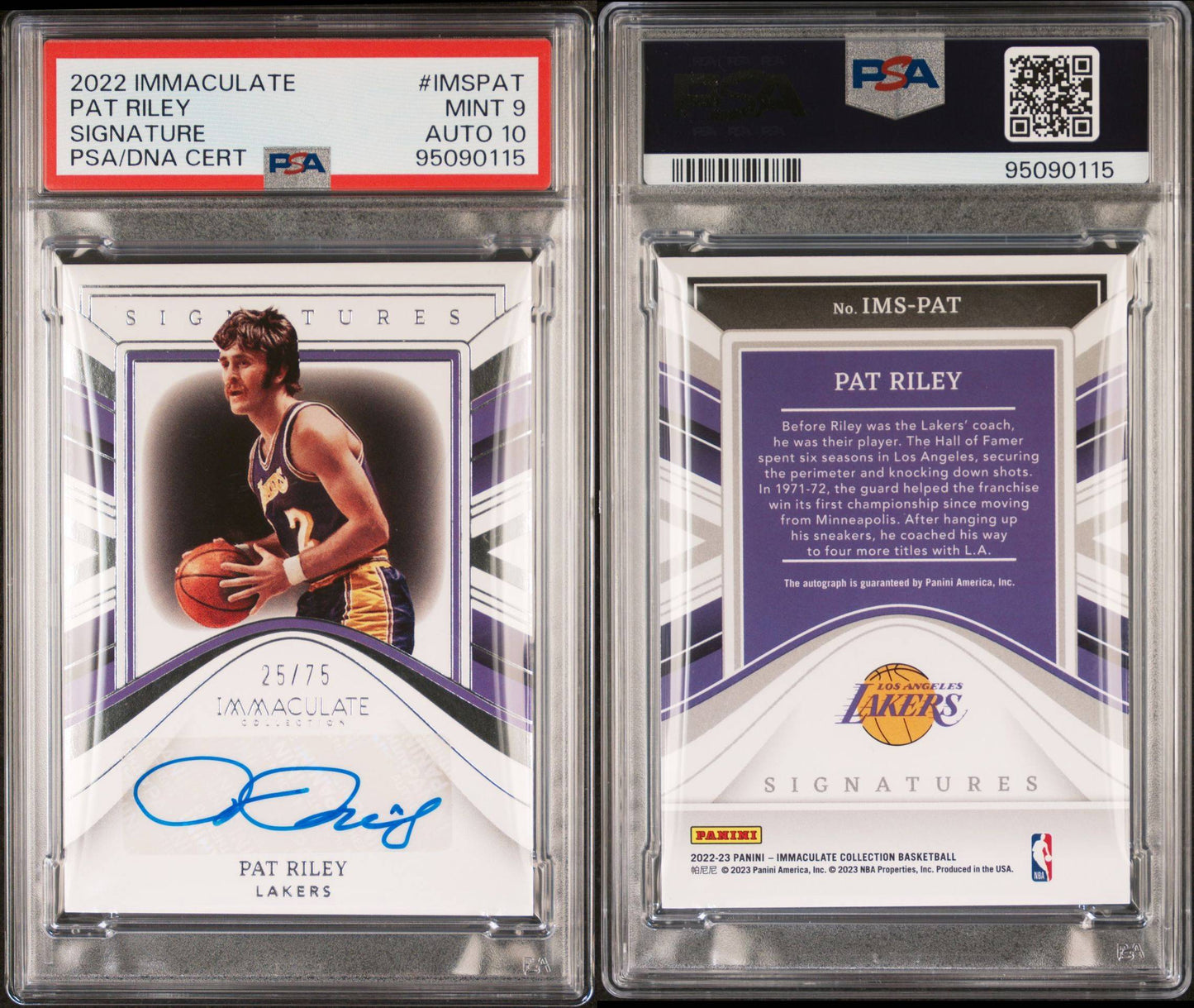 2022-23 Panini Immaculate #IMS-PAT Pat Riley Autograph 25/75 PSA10 Auto