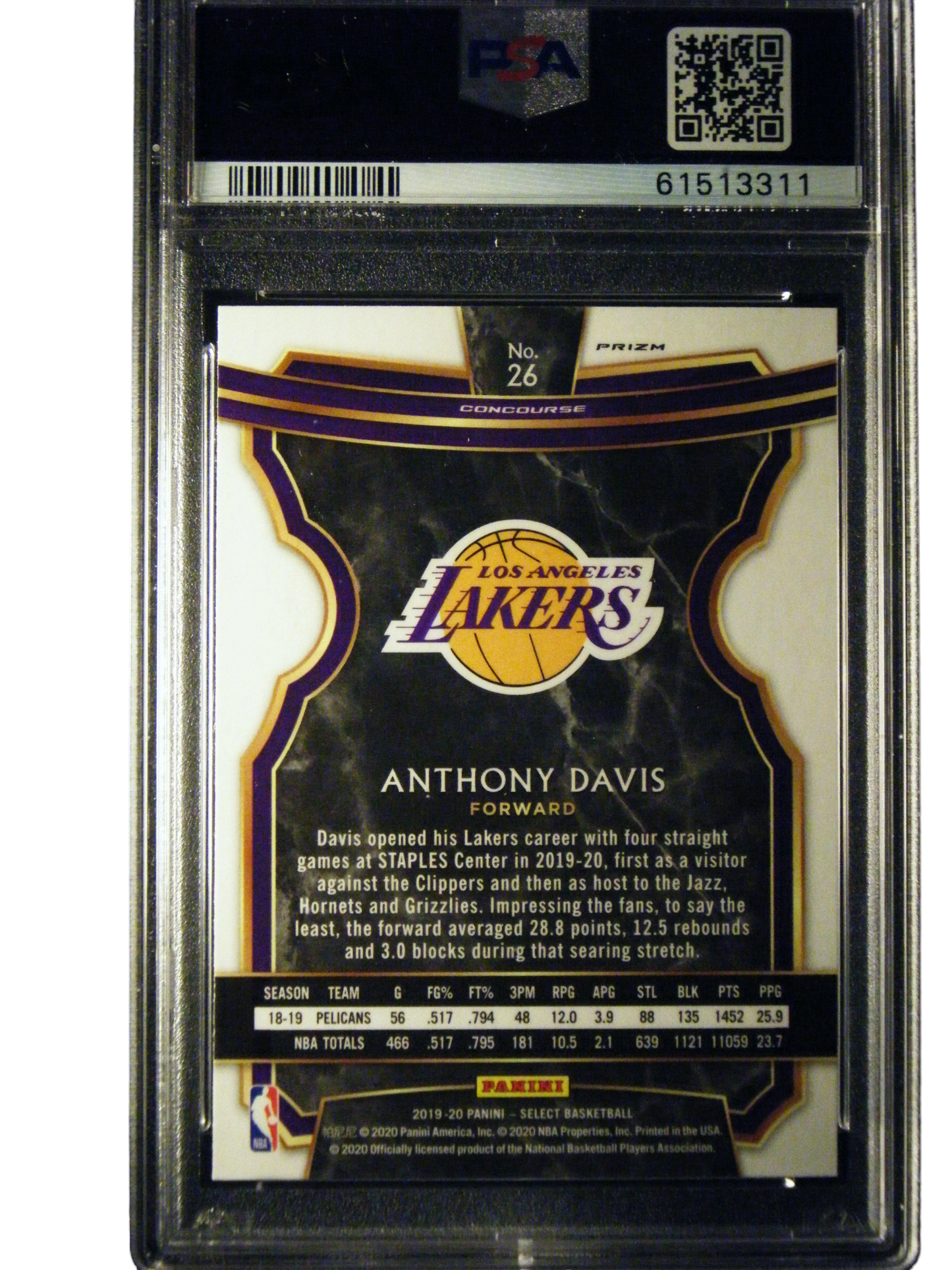 Anthony Davis Panini Select Silver Prizm PSA 10 Gem Mint