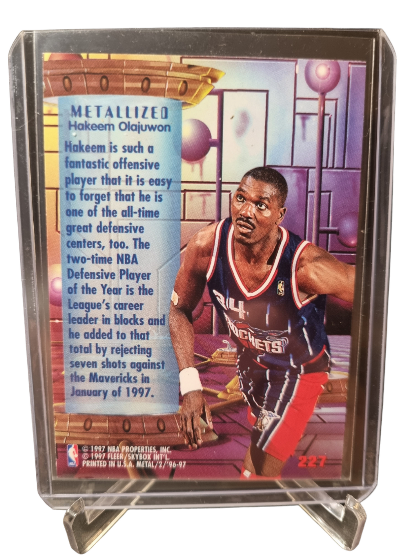 1997 Fleer Metal #227 Hakeem Olajuwon Metalized