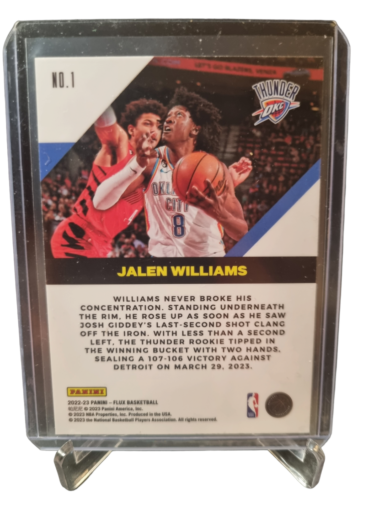 2022-23 Panini Flux #1 Jalen Williams Rookie Card Flow Motion