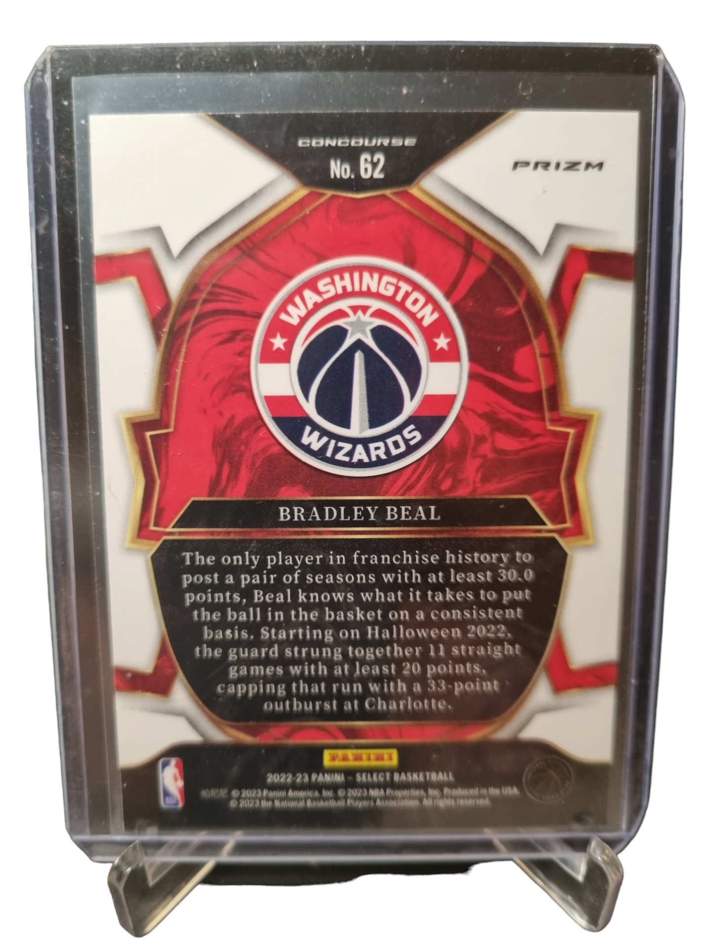 2022-23 Panini Select #62 Bradley Beal Concourse Blue Cracked Ice Prizm