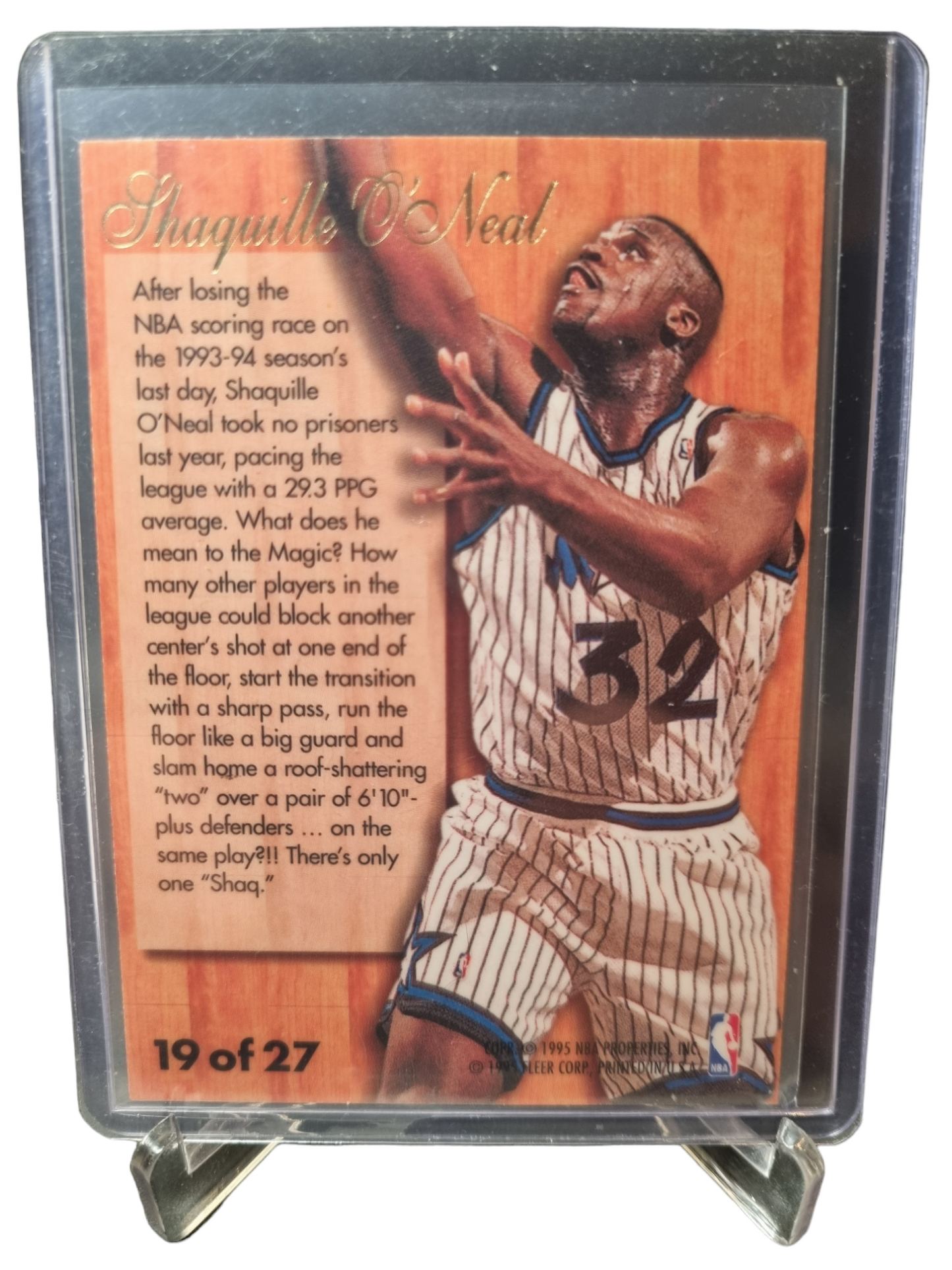 1995-96 Flair #19 of 27 Shaquille O'Neal Hardwood Leader