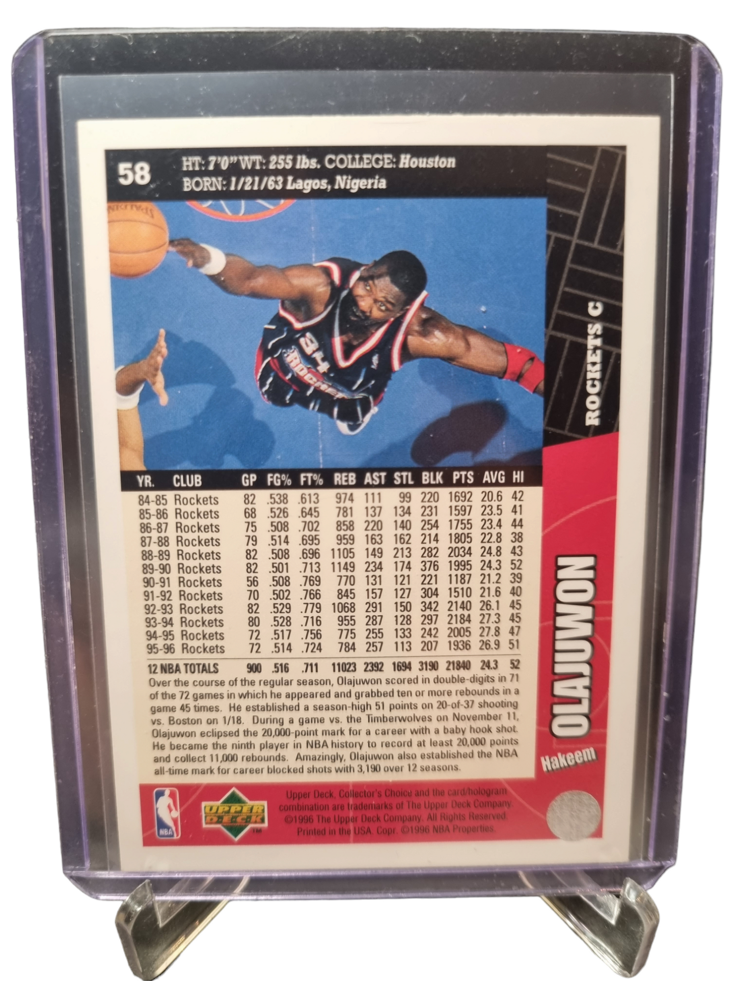 1996 Upper Deck #58 Hakeem Olajuwon