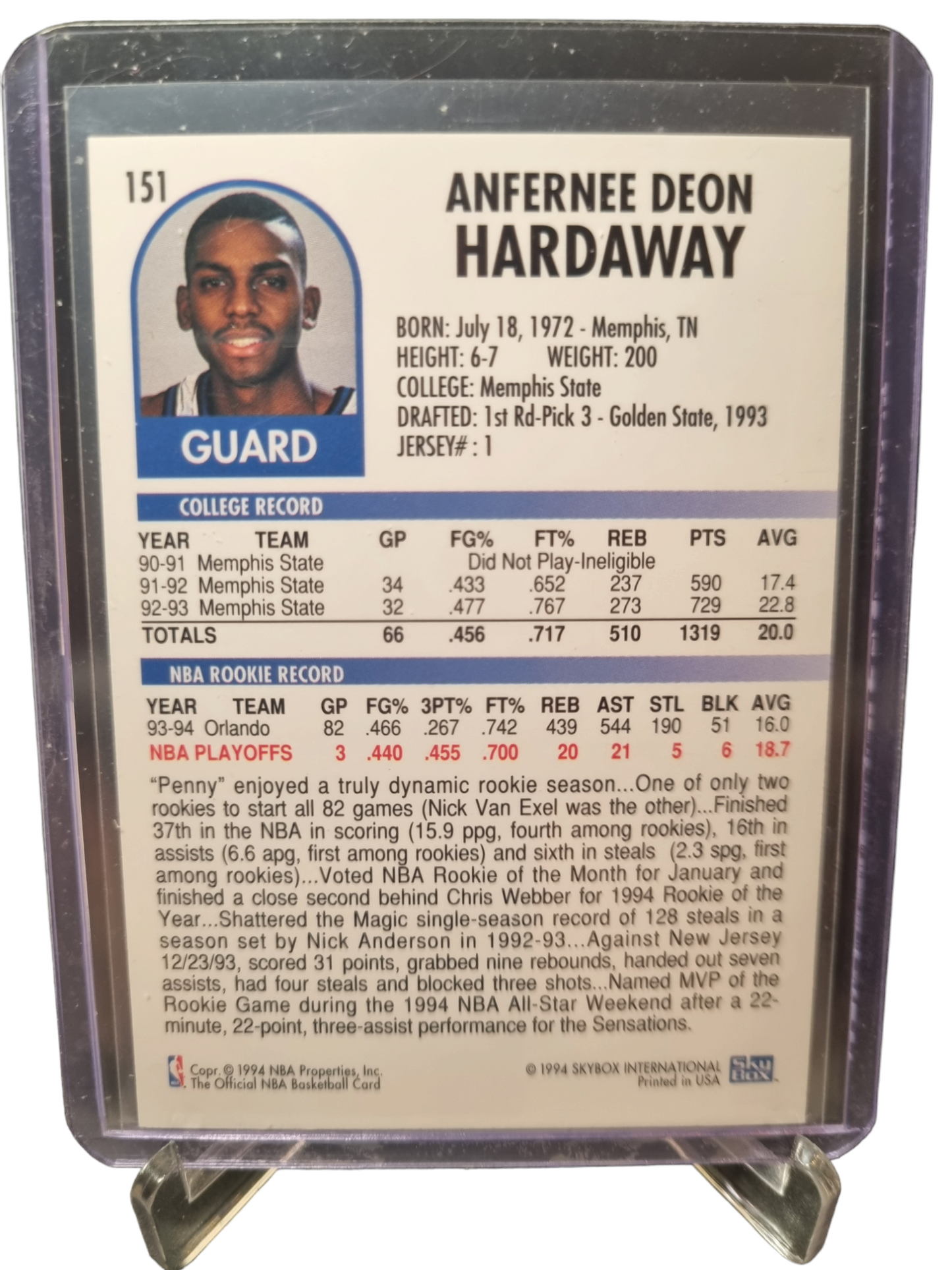 1994 Hoops #151 Anfernee Hardaway