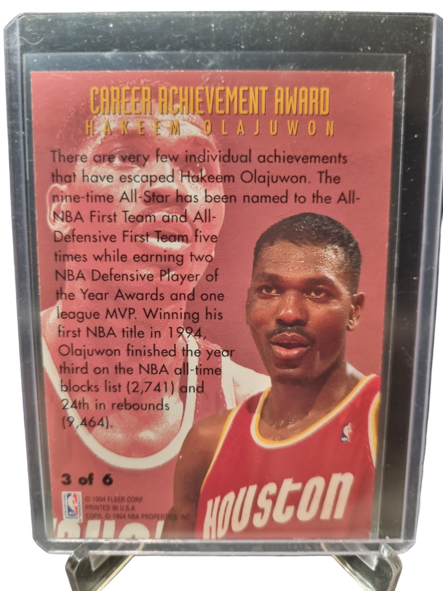 1994-95 Fleer #4 of 6 Hakeem Olajuwon Career Achievement Award
