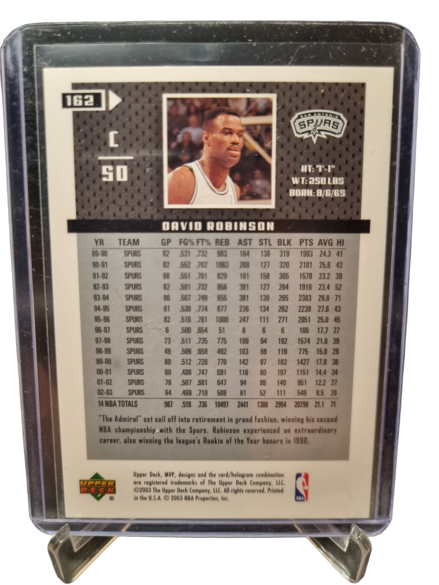 2003 Upper Deck #162 David Robinson MVP