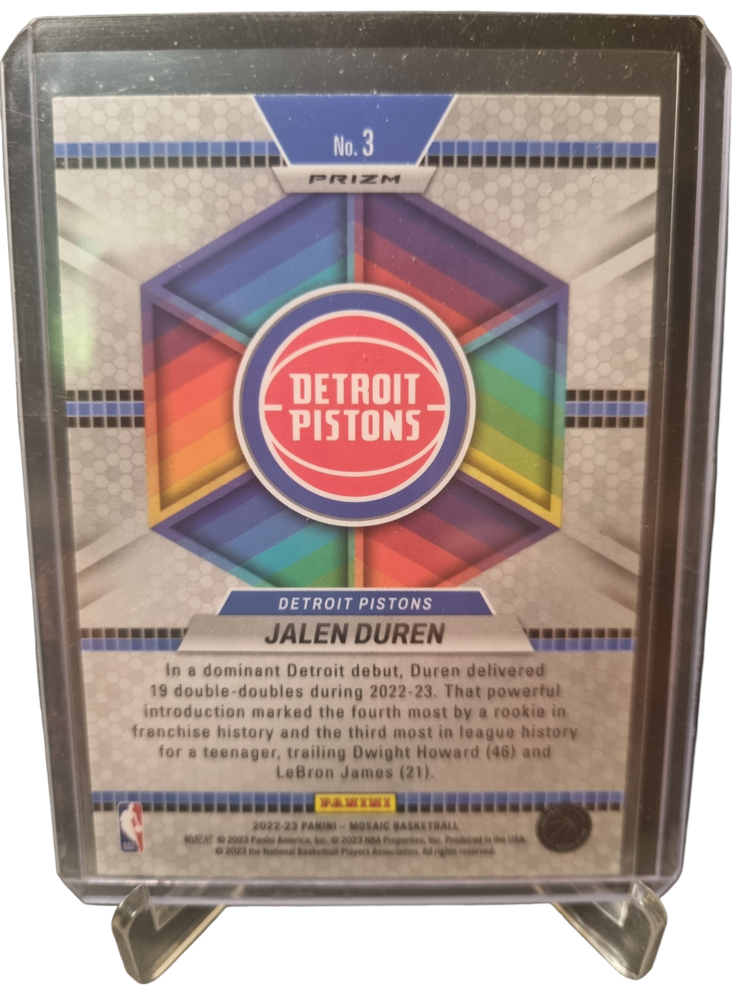 2022-23 Panini Mosaic #3 Jalen Duren Rookie Card Introductions Mosaic Prizm