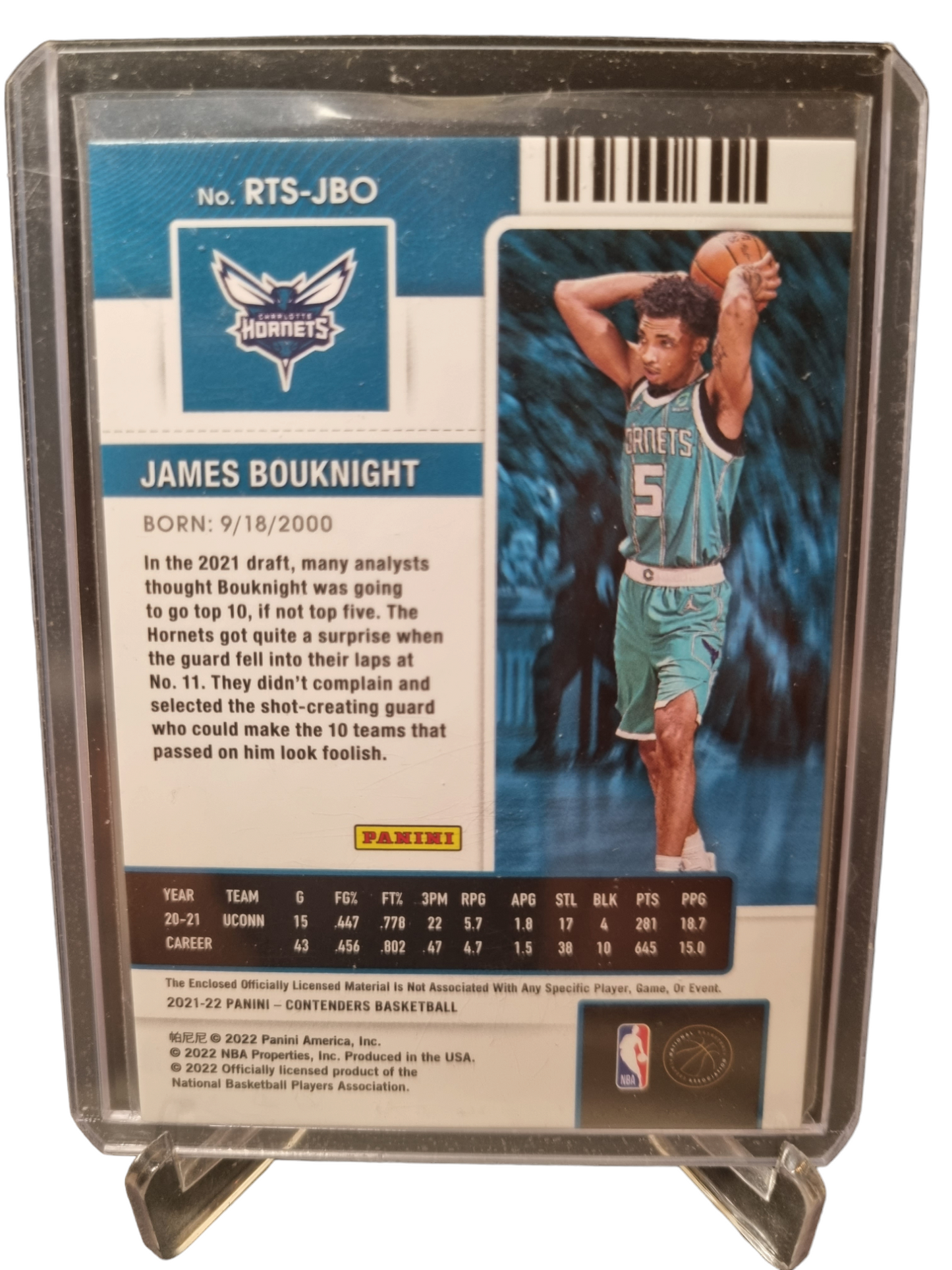 2021-22 Panini Contenders #RTS-JBO James Bouknight Rookie Patch