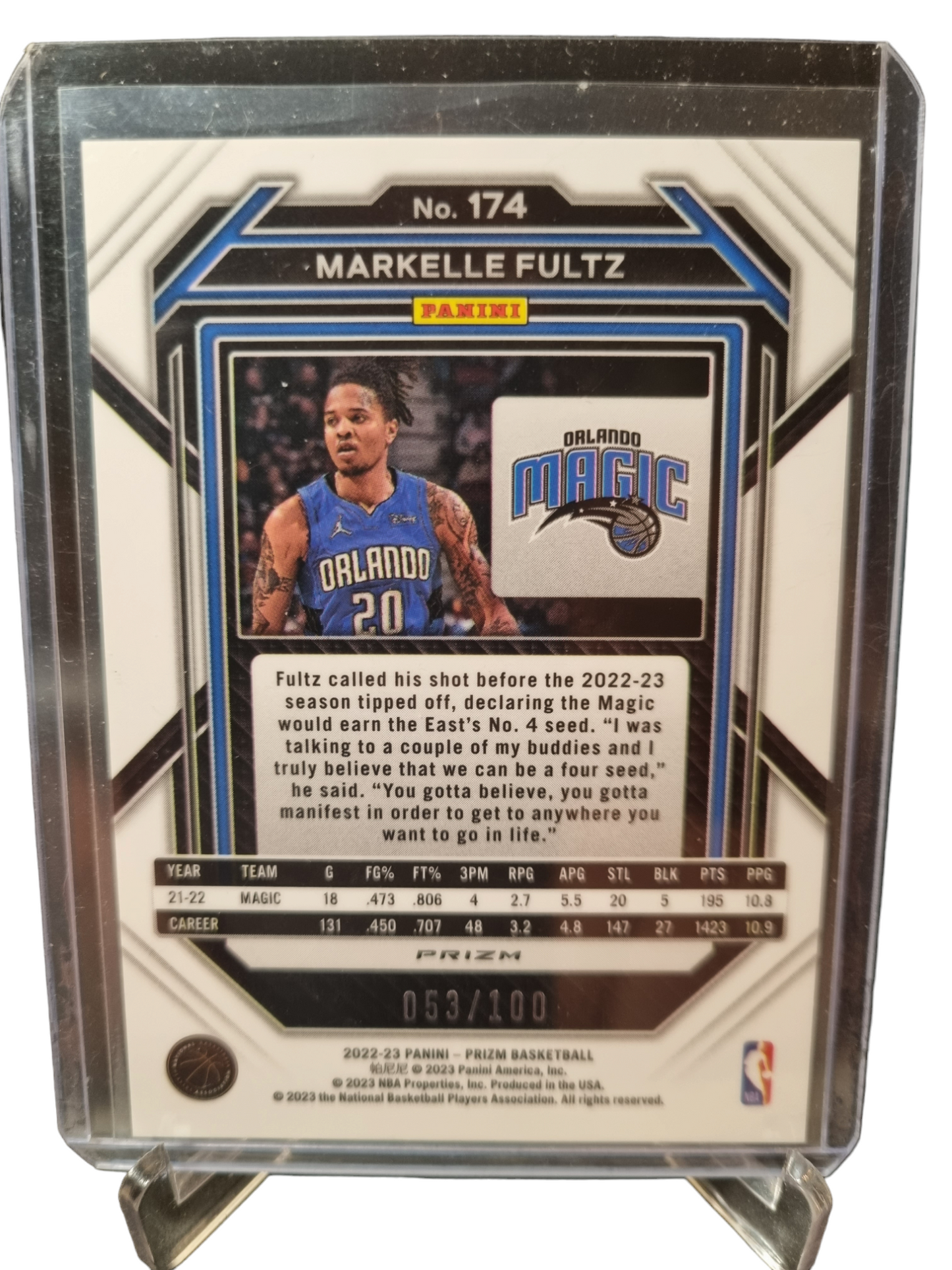 2022-23 Panini Prizm #174 Markelle Fultz Fastbreak Red Prizm 053/100