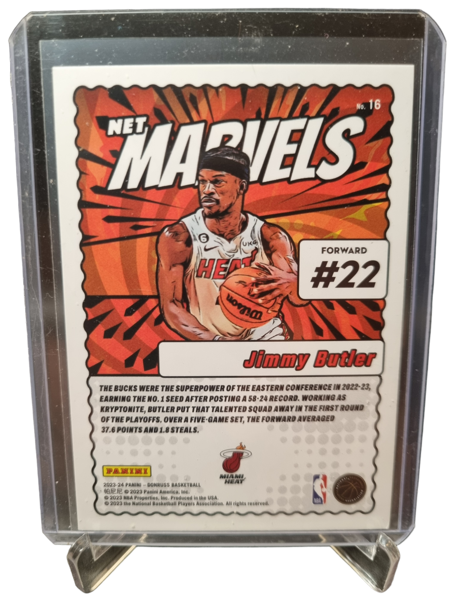 2023-24 Panini Donruss #16 Jimmy Butler Net Marvels Gold Press Proof