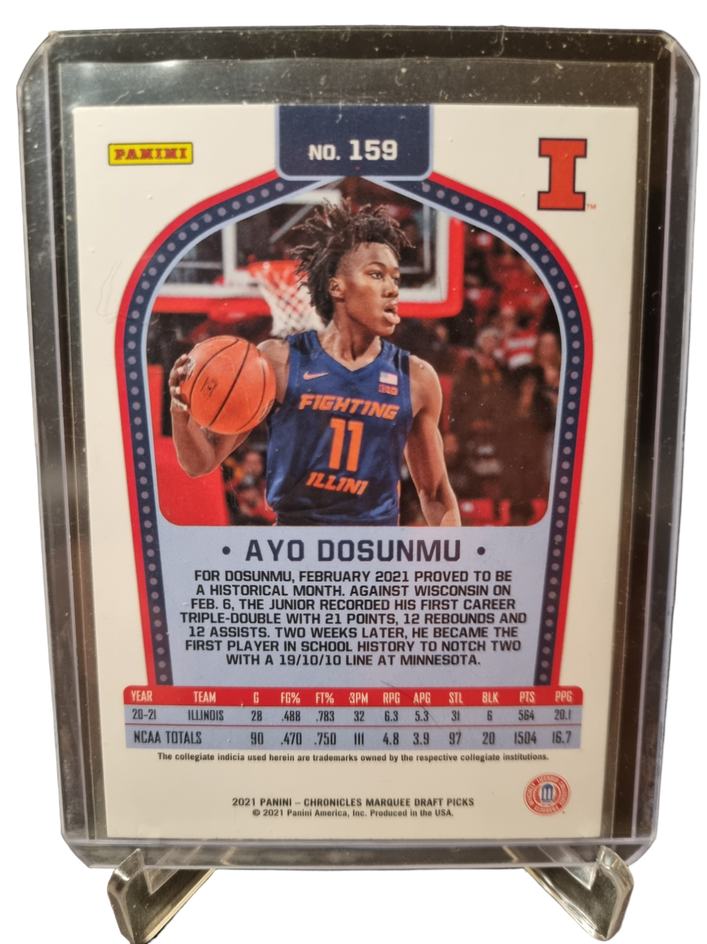 2021-22 Panini Chronicles Marquee Draft Picks #159 Ayo Dosunmu Rookie Card Silver Prizm