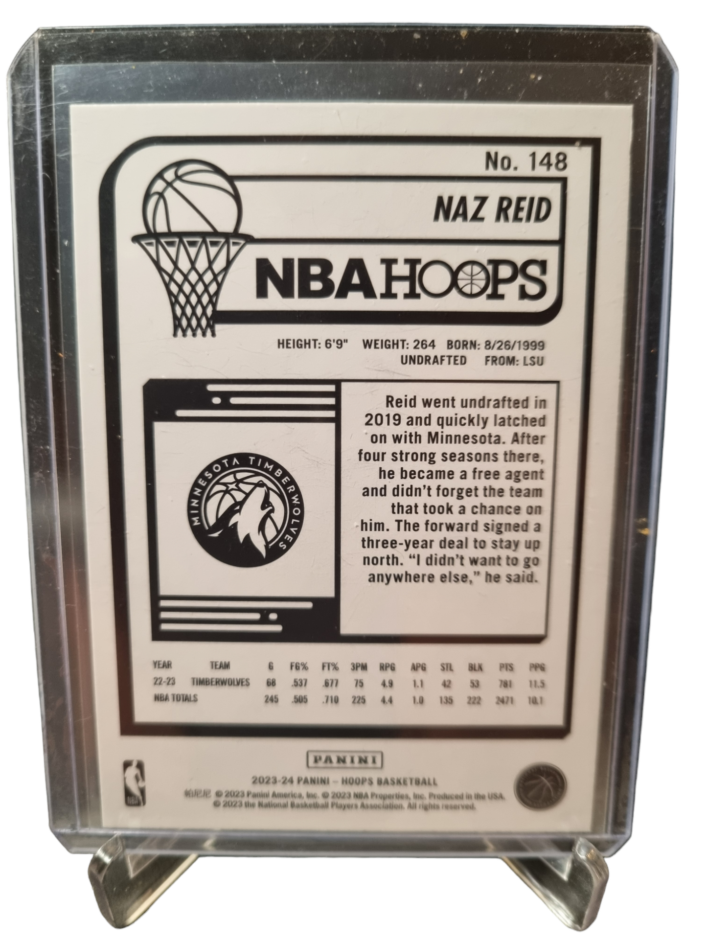 2023-24 Panini Hoops #148 Naz Reid Purple