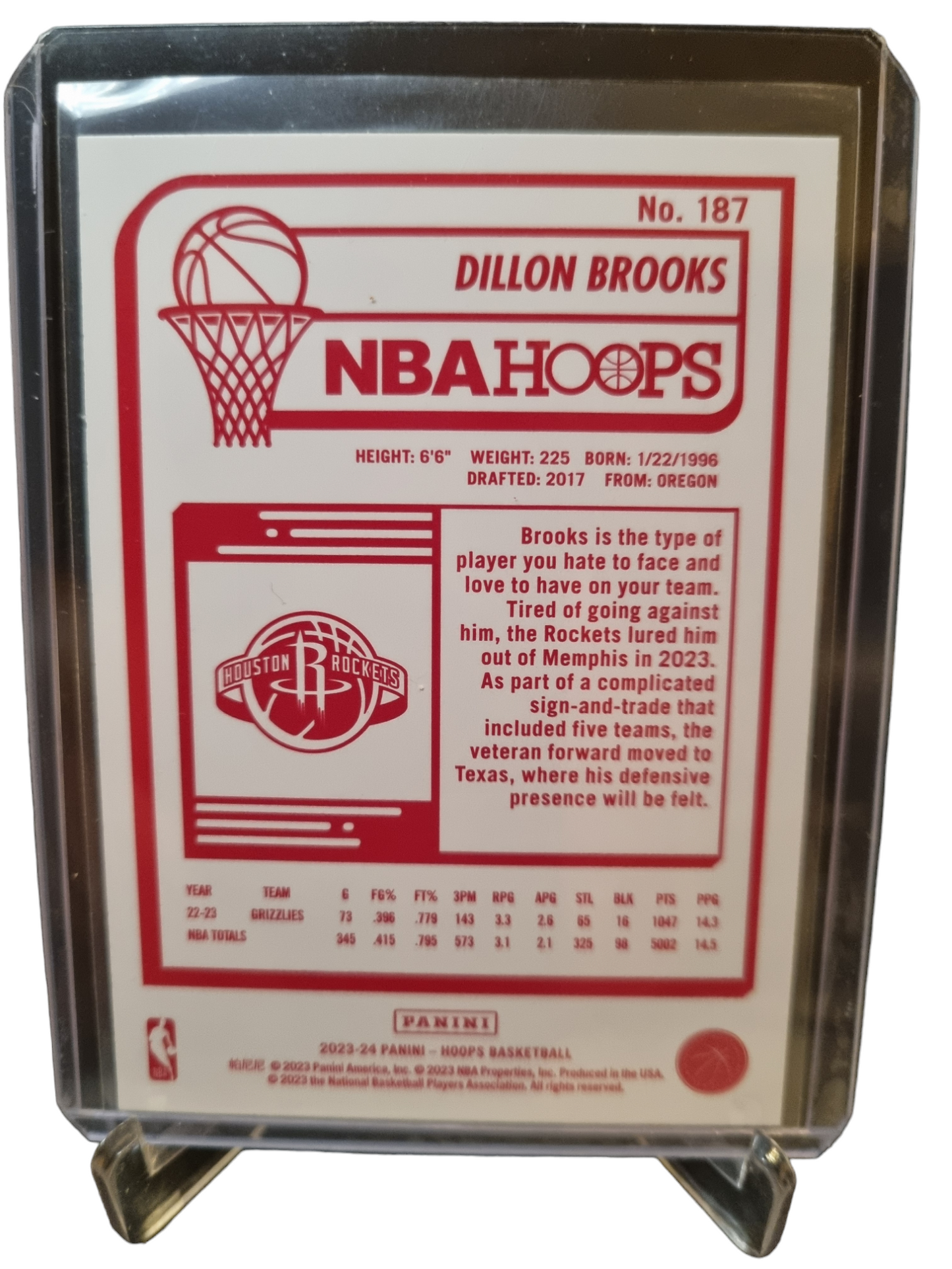 2023-23 Panini Hoops #187 Dillon Brooks Red Back