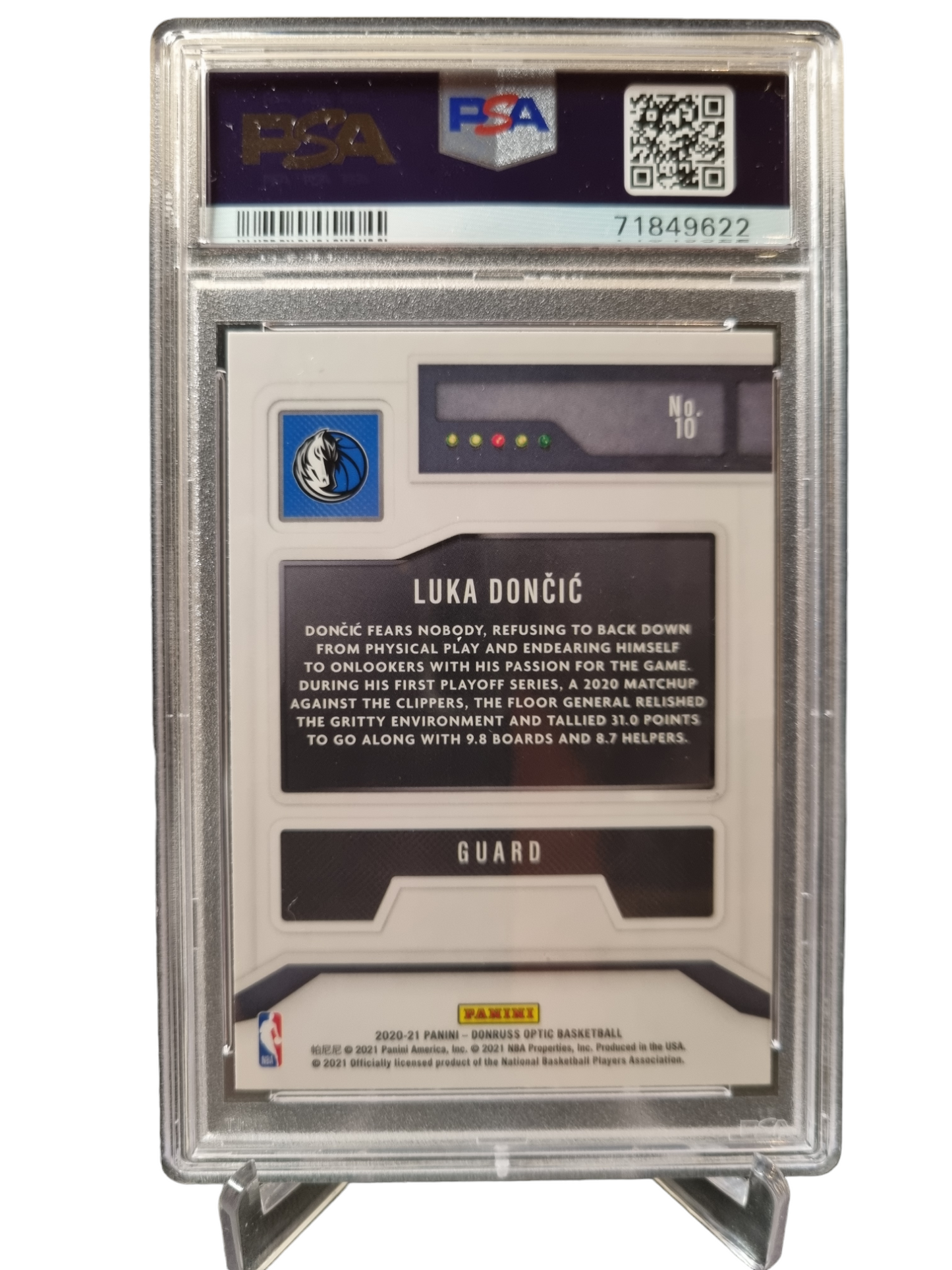 2020 Panini Donruss Optic #10 Luka Doncic T-Minus 3 2 1 PSA 10 Gem Mint