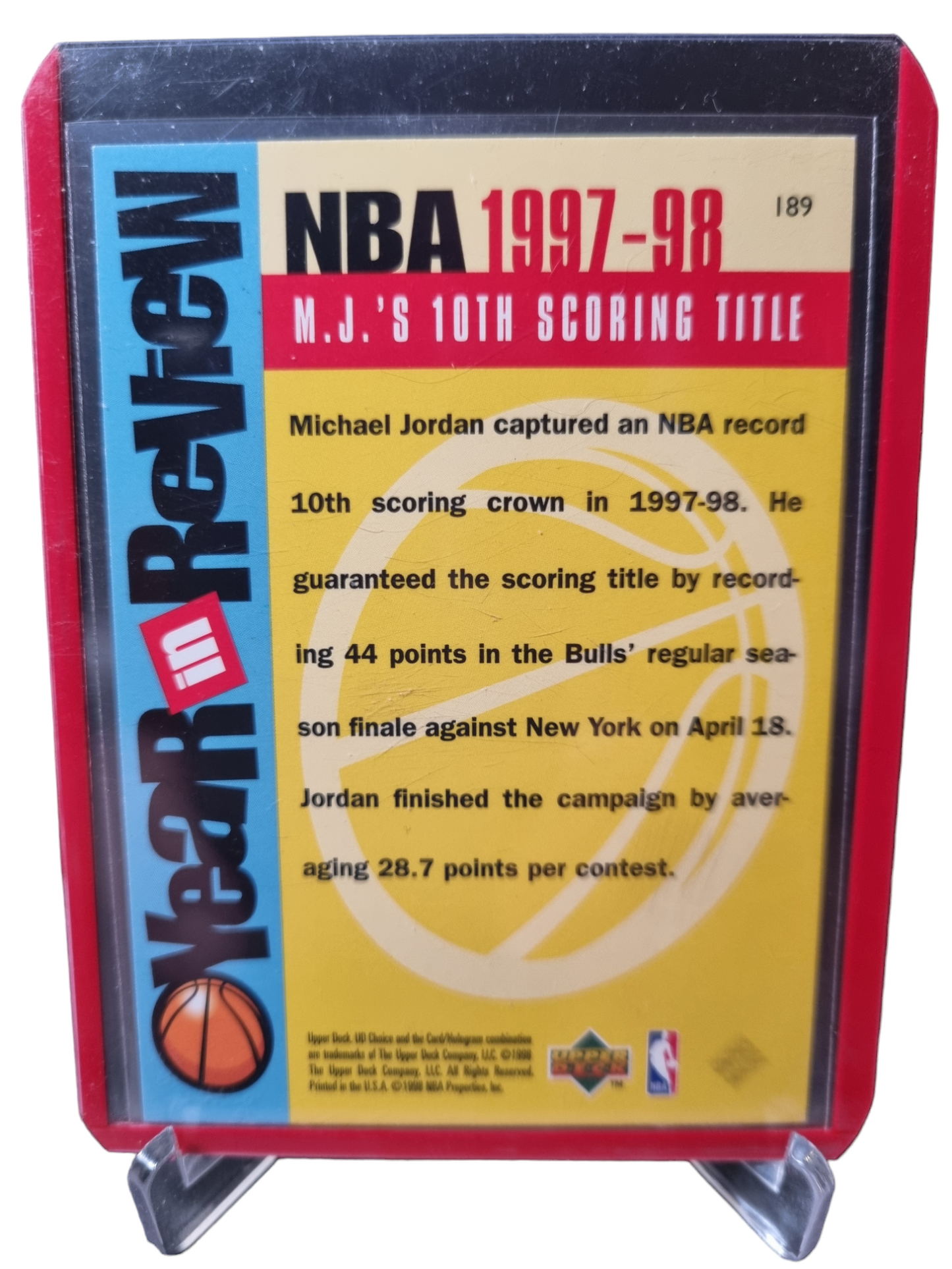 1998 Upper Deck #189 Michael Jordan Year In Review 10th Scoring Title
