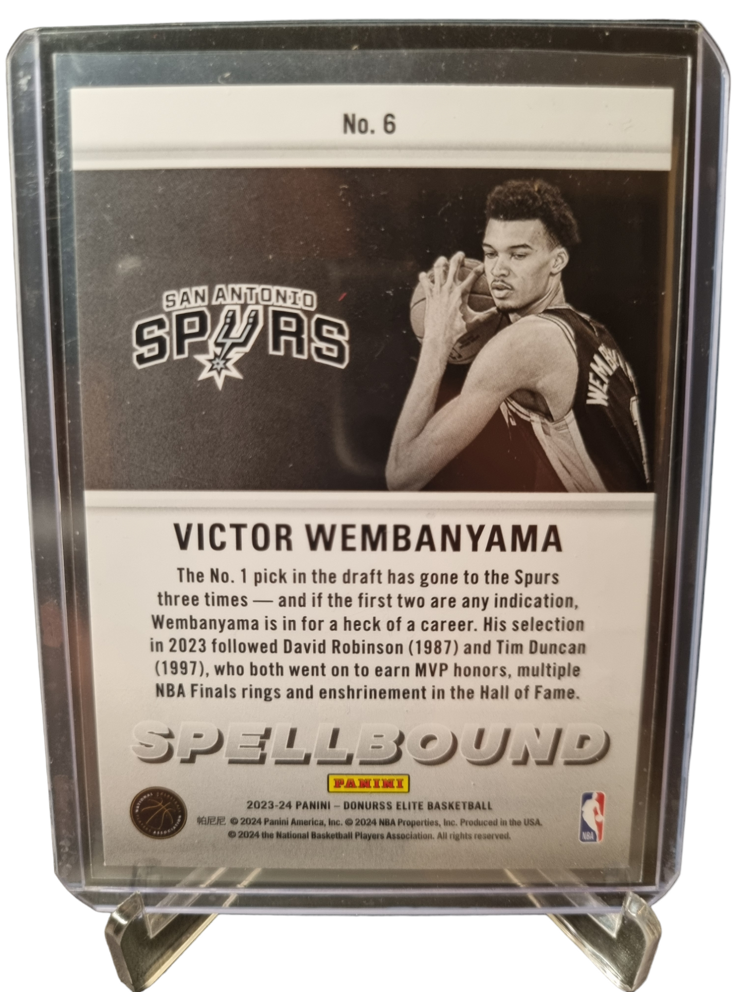 2023-24 Panini Donruss Elite #6 Victor Wembanyama Rookie Card Spellbound N
