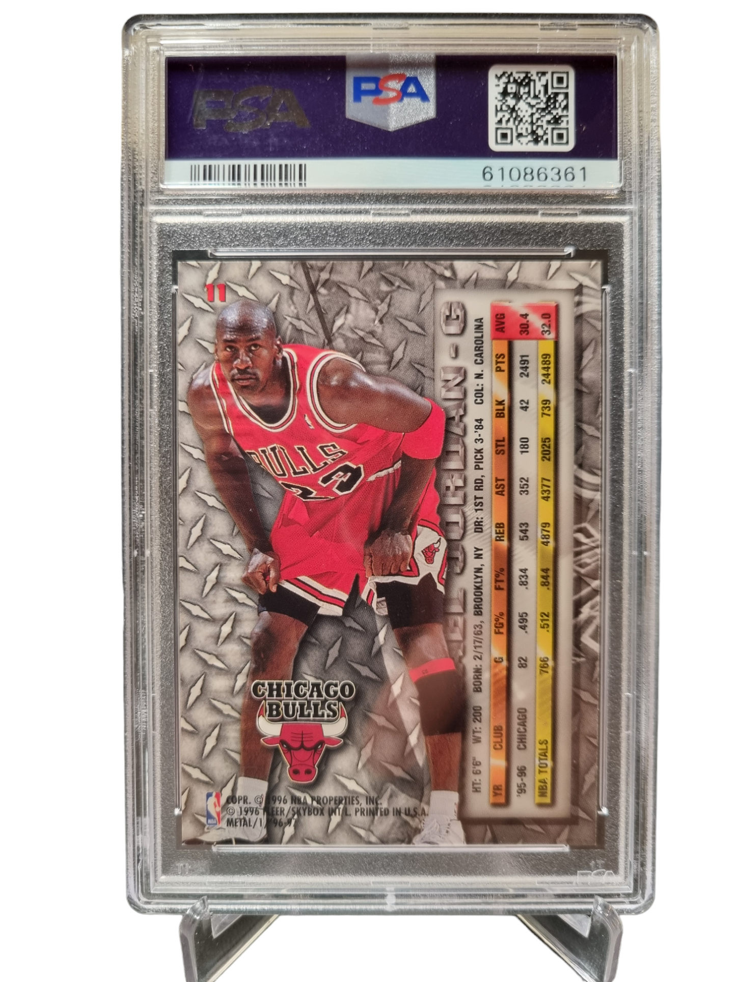 1996 Fleer #11 Michael Jordan Fleer Metal PSA 8 Near Mint