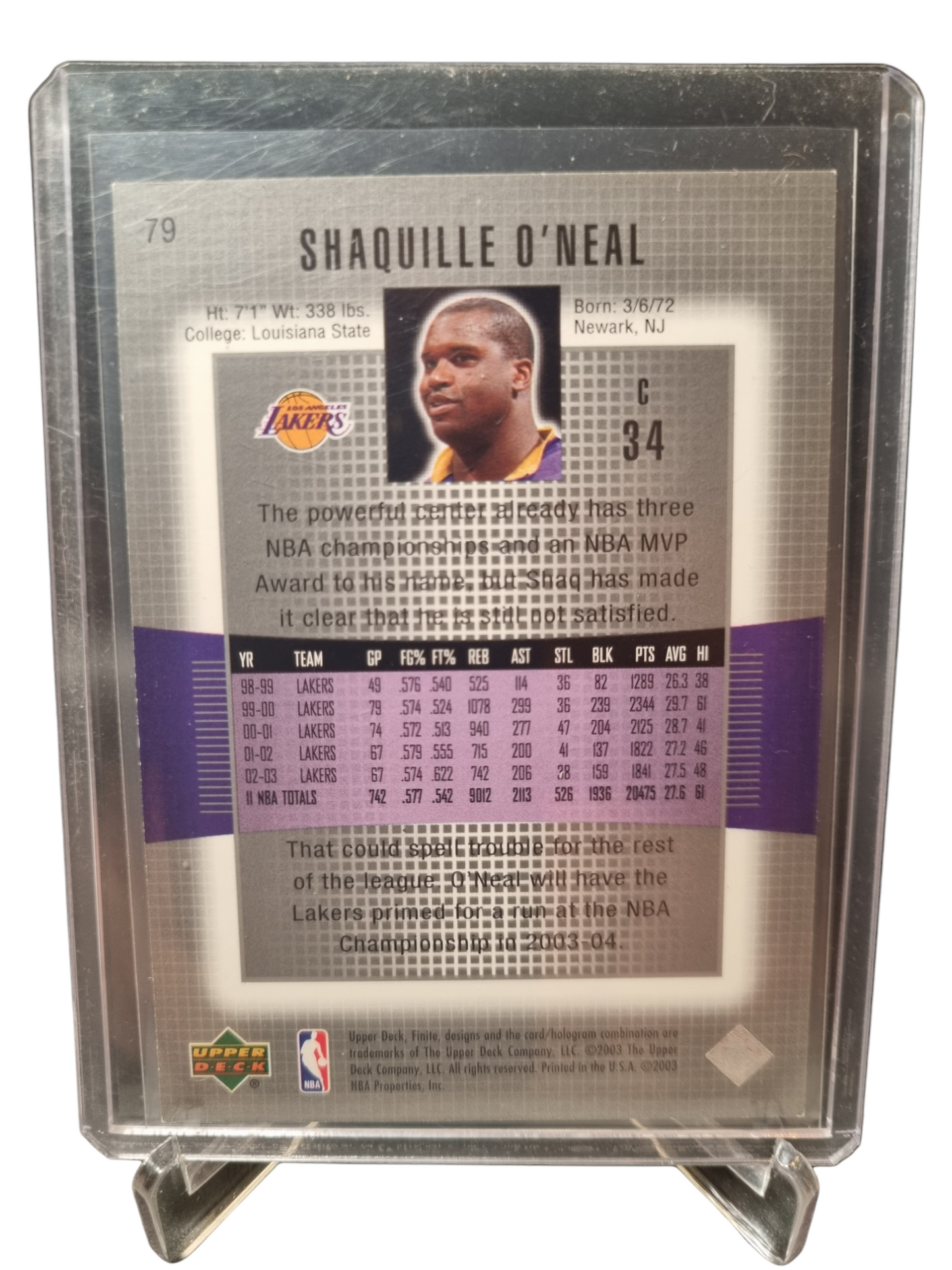 2003 Upper Deck #79 Shaquille O'Neal 0417/2999