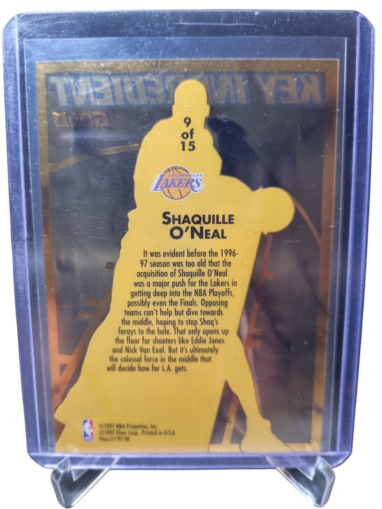 1997-98 Fleer #9 of 15 Shaquille O'Neal Key Ingredient Gold
