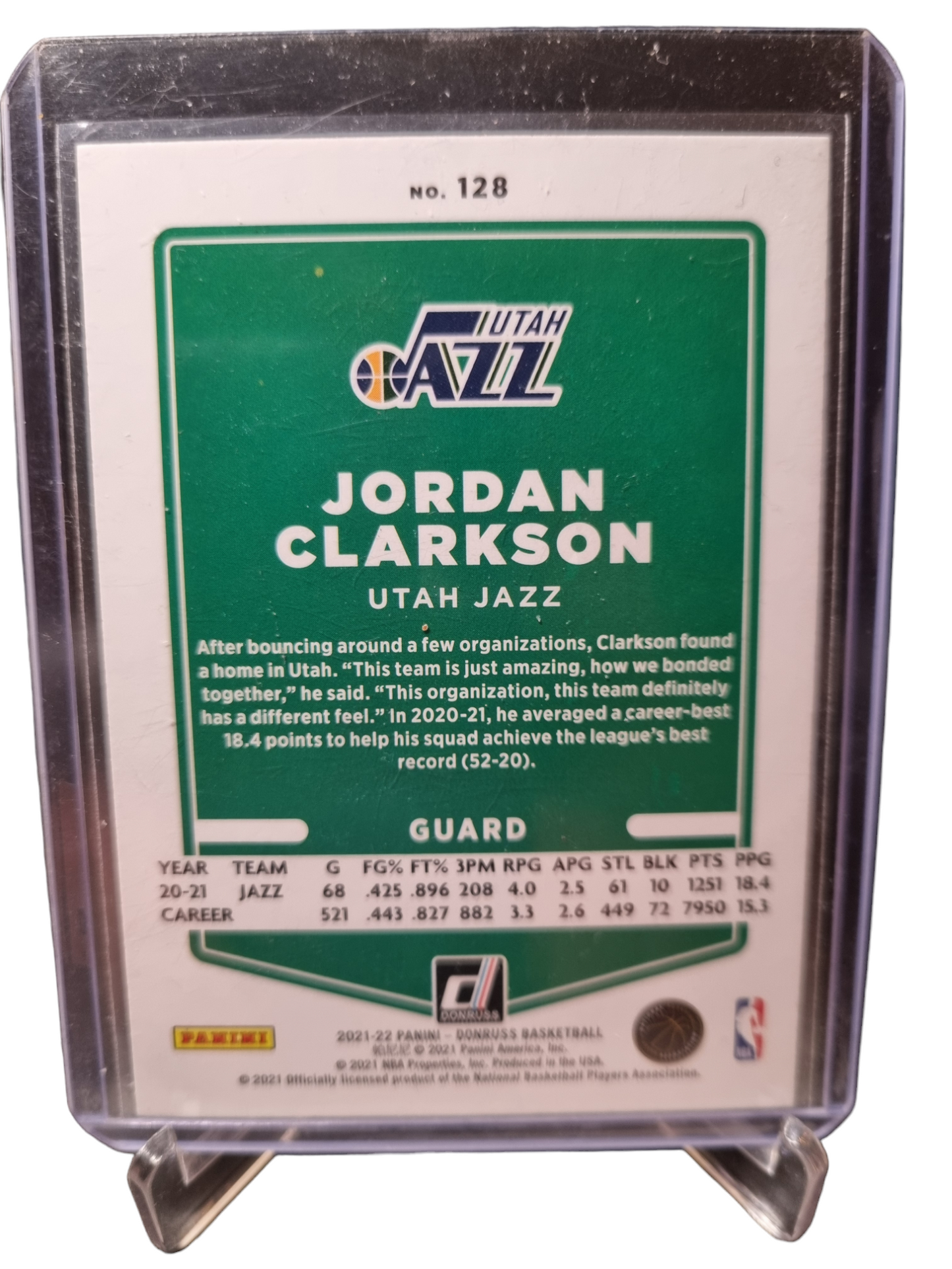 2021-22 Panini Donruss #128 Jordan Clarkson Red Yellow Laser Holo