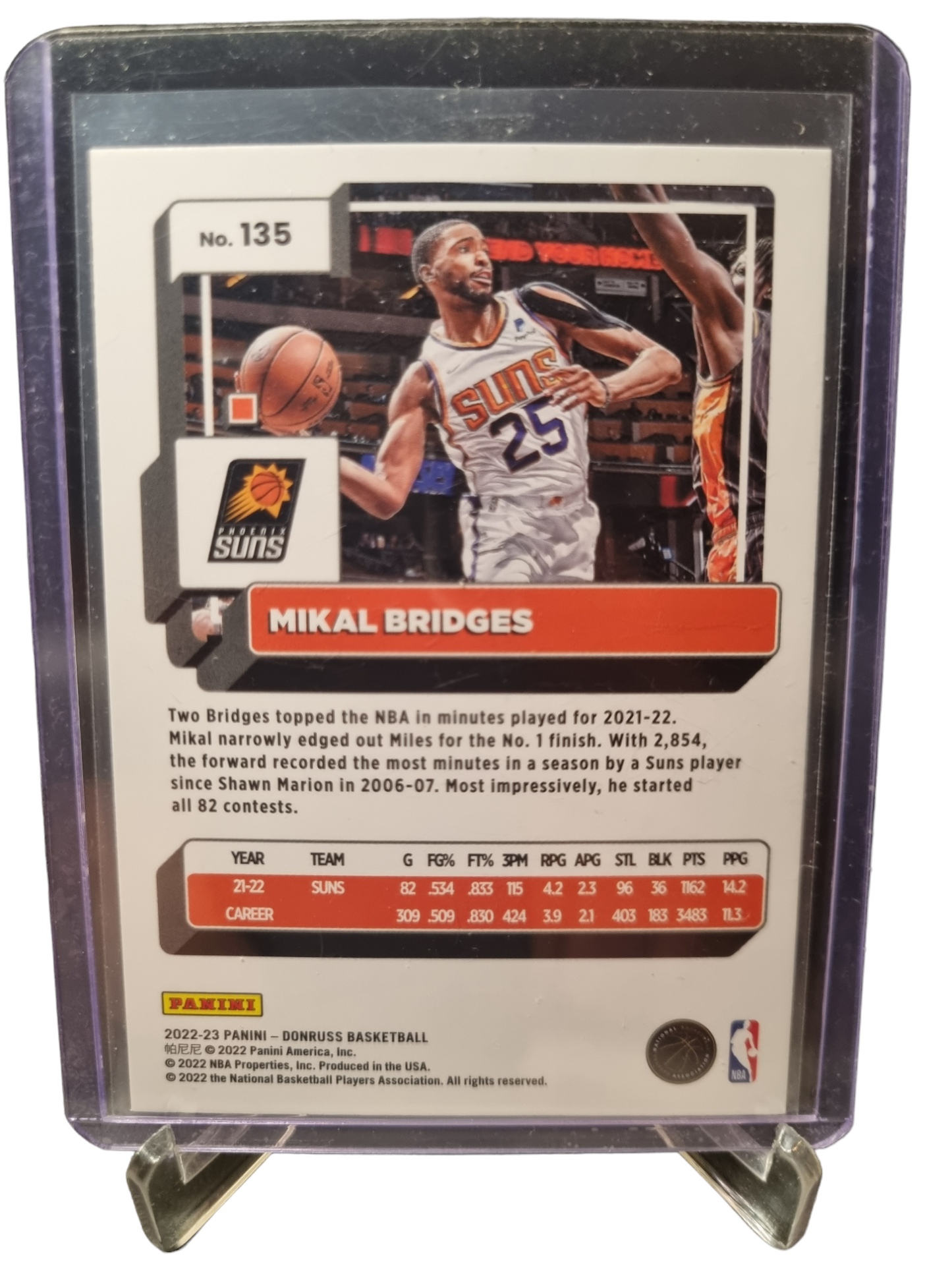 2022-23 Panini Donruss #135 Mikal Bridges Green Laser Holo