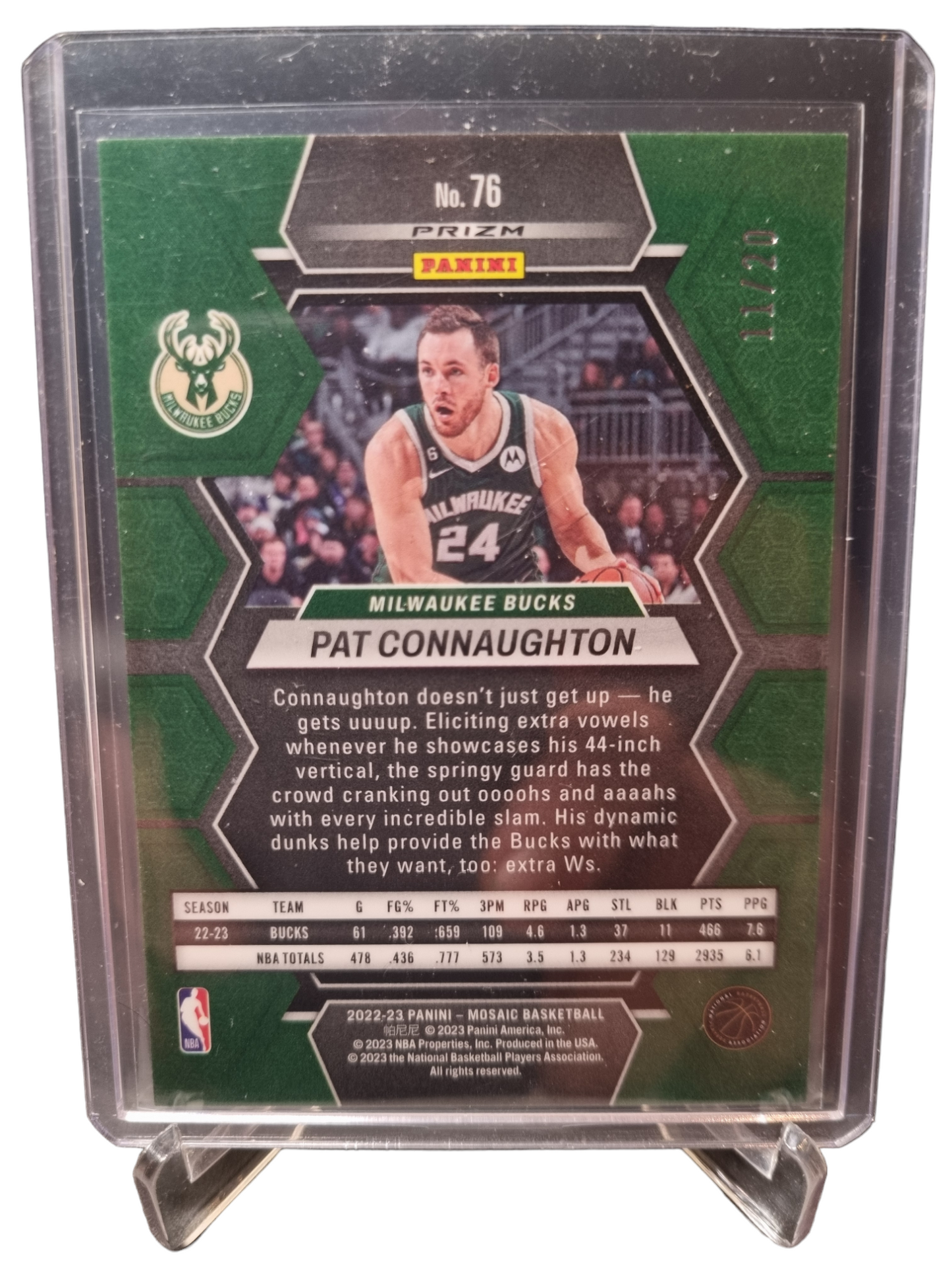 2022-23 Panini Mosaic #76 Pat Connaughton Pink Fastbreak Prizm 11/20