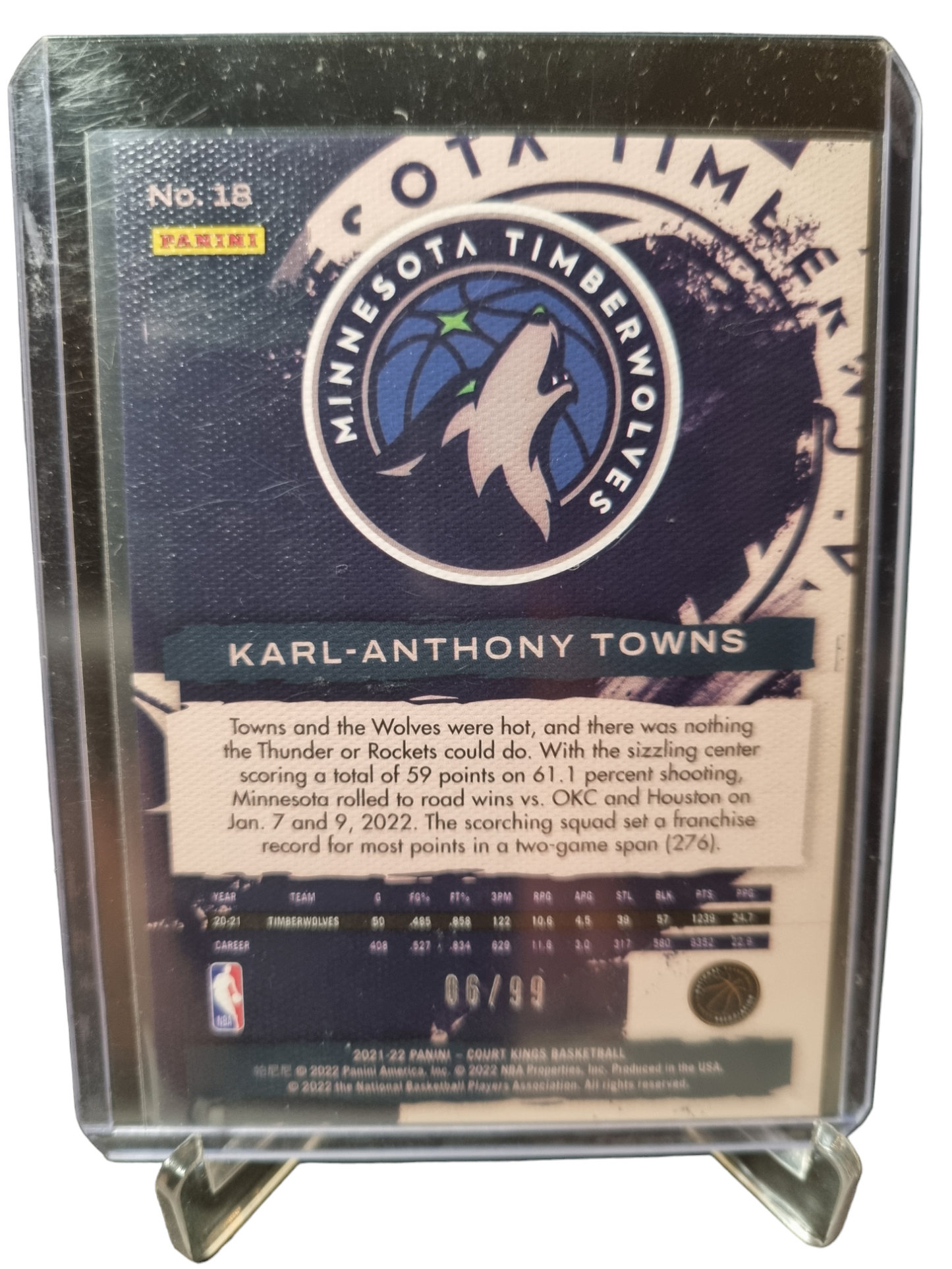 2021-22 Panini Court Kings #18 Karl-Anthony Towns 06/99