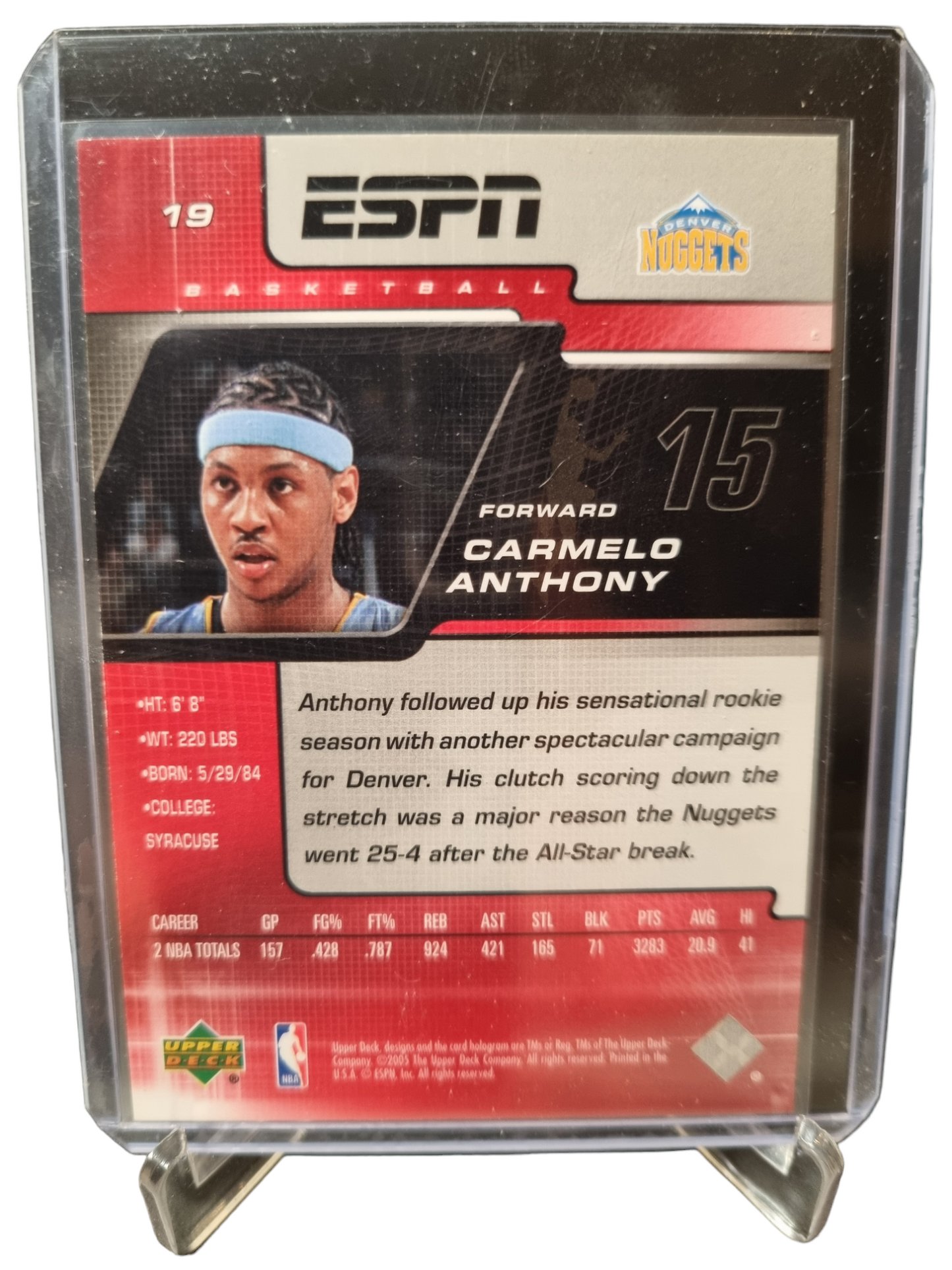 2005 Upper Deck #19 Carmelo Anthony ESPN