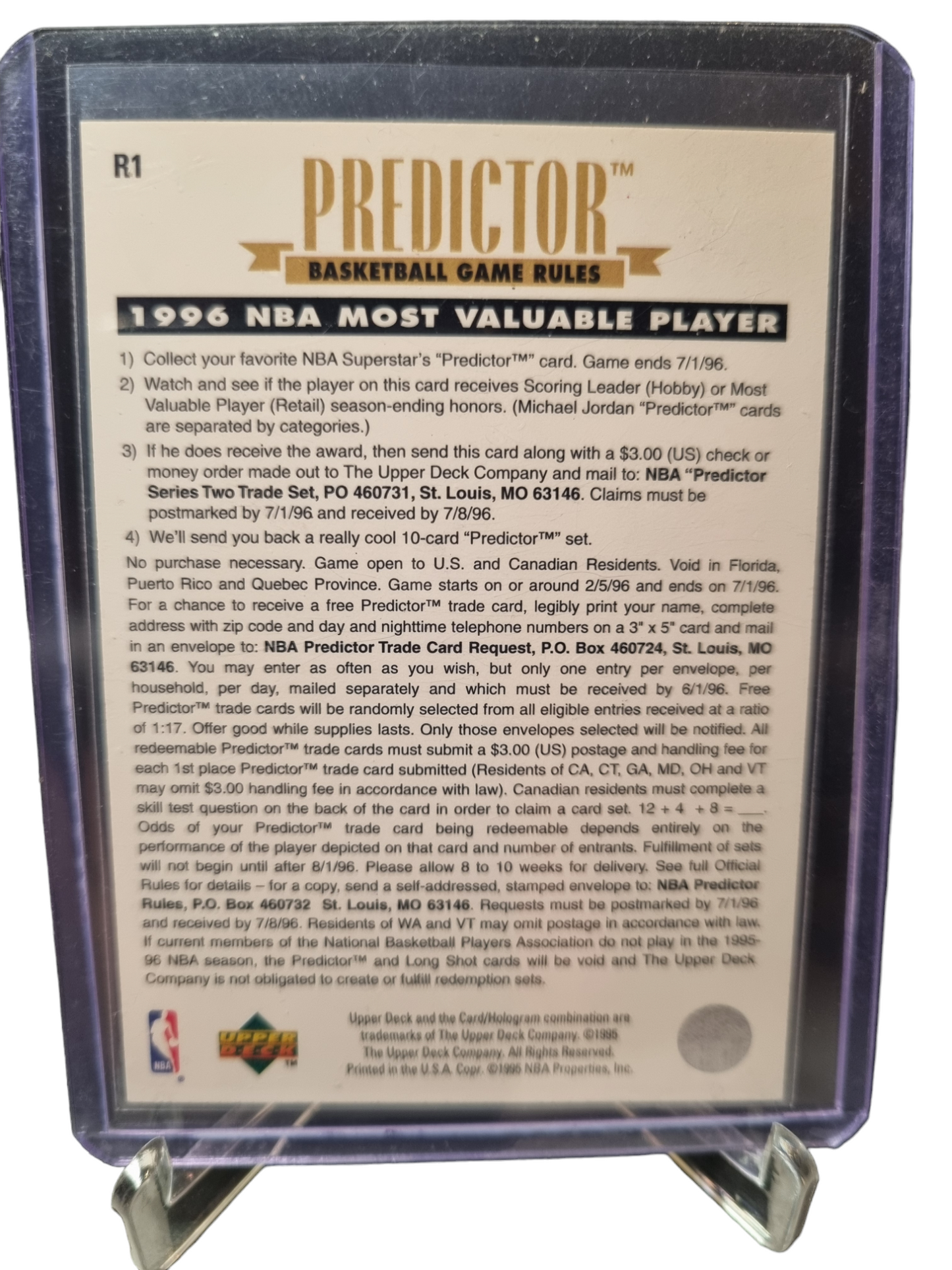 1995 Upper Deck #R1 Michael Jordan Predictor Gold Foil 1996 MVP