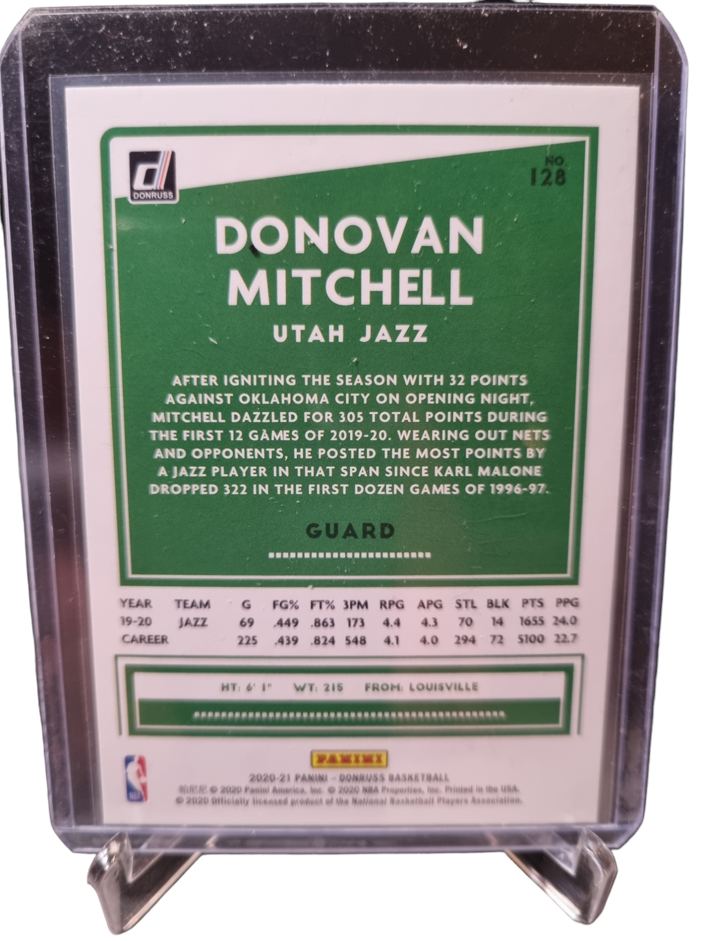 2020-21 Panini Donruss #128 Donovan Mitchell City Yellow/Green Laser Holo