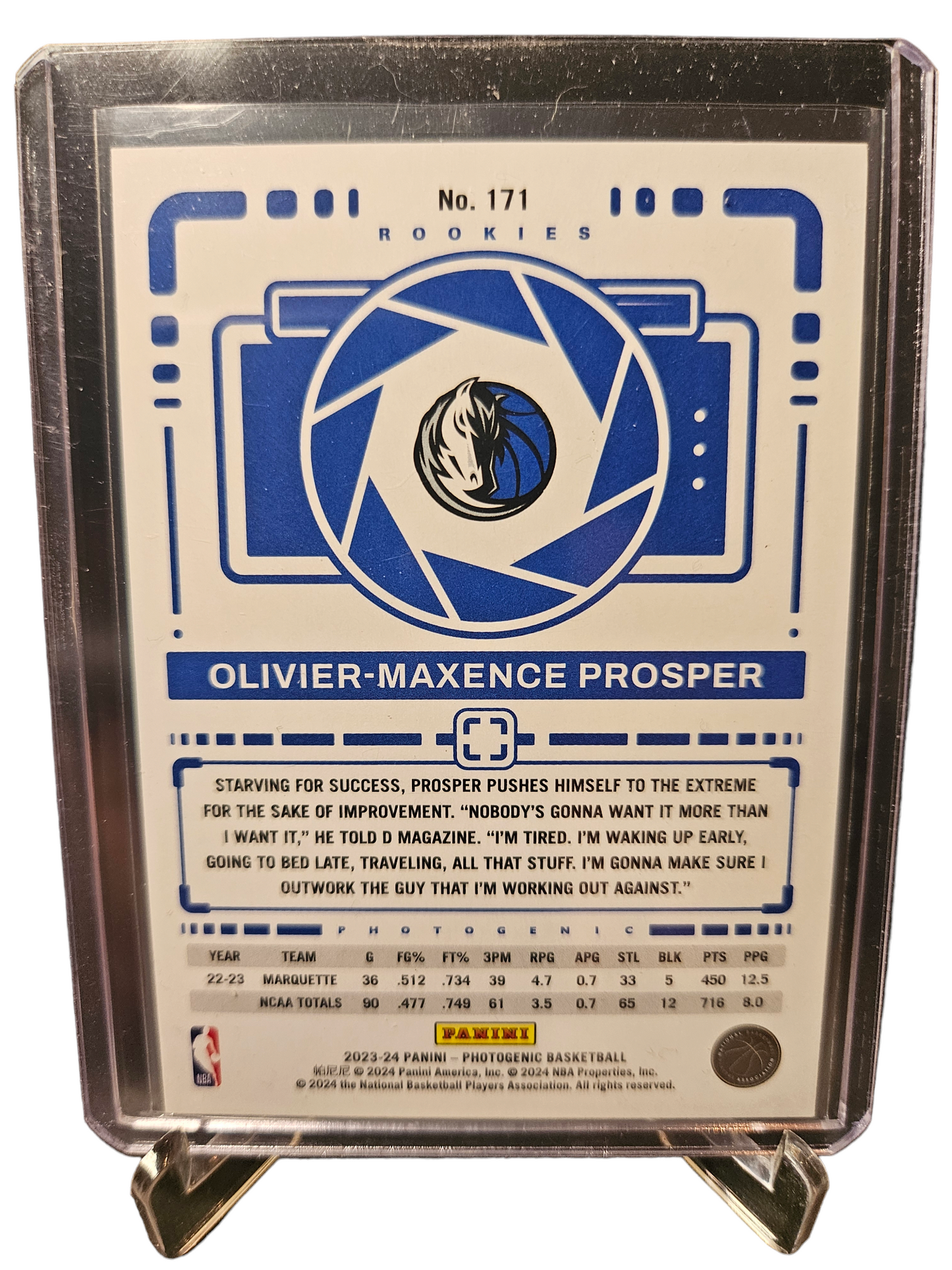 2023-24 Panini Photogenic #171 Oliver-Maxence Prosper Rookie Card Holo 03/99