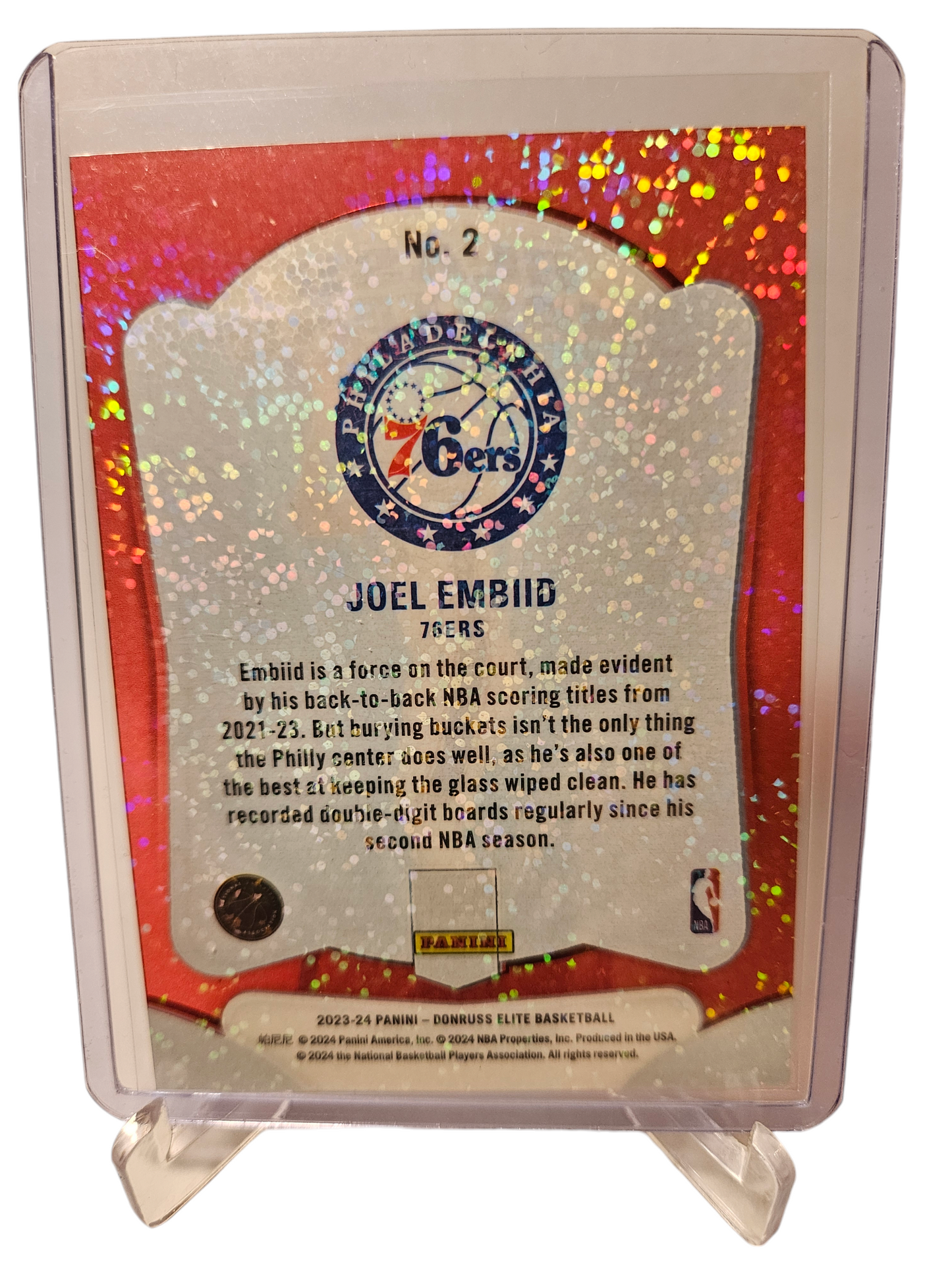 2023-23 Panini Donruss Elite International #2 Joel Embiid Glass Masters Red