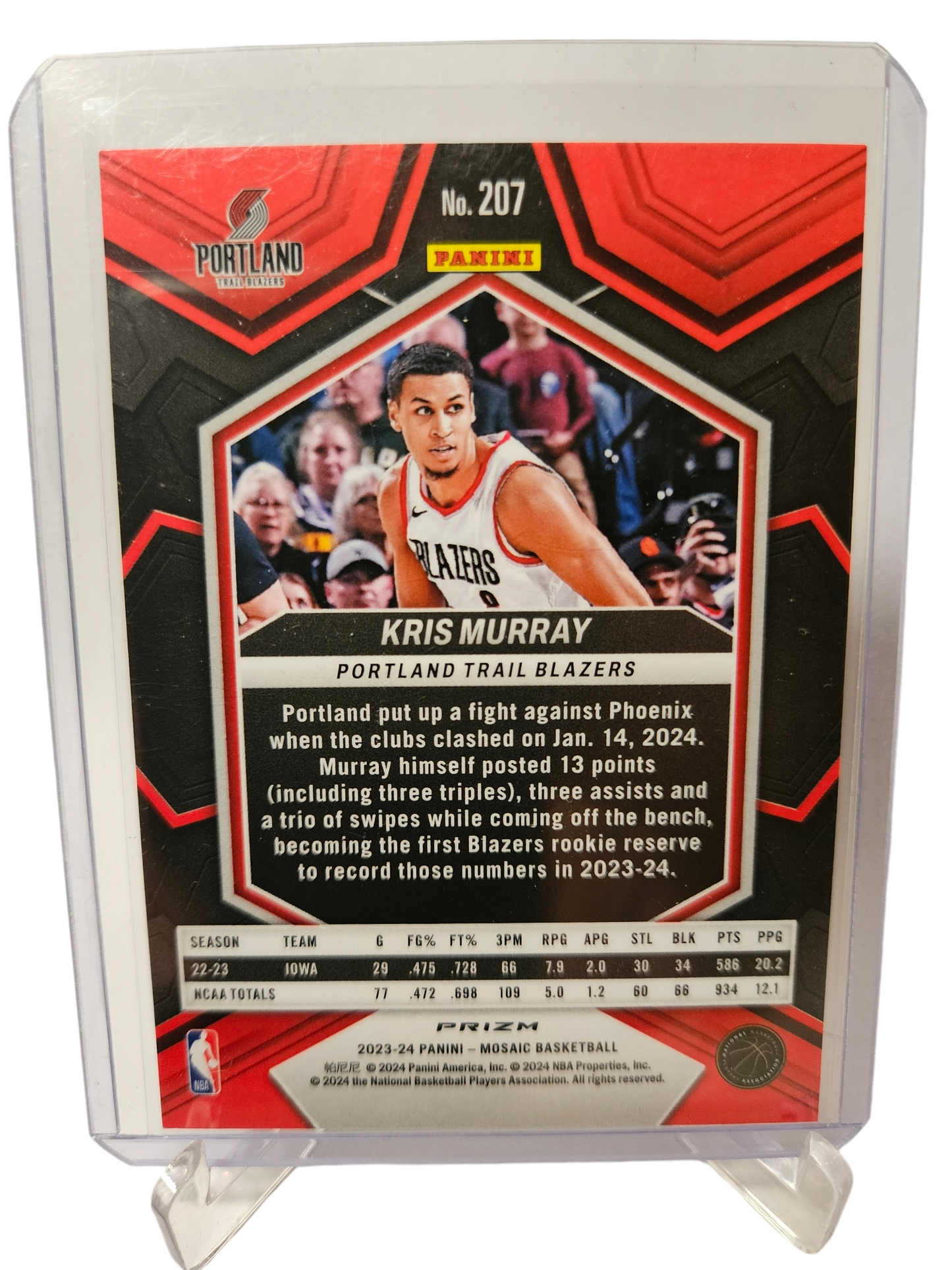 2023-24 Panini Mosaic Choice #207 Kris Murray Rookie Card Choice Exclusive