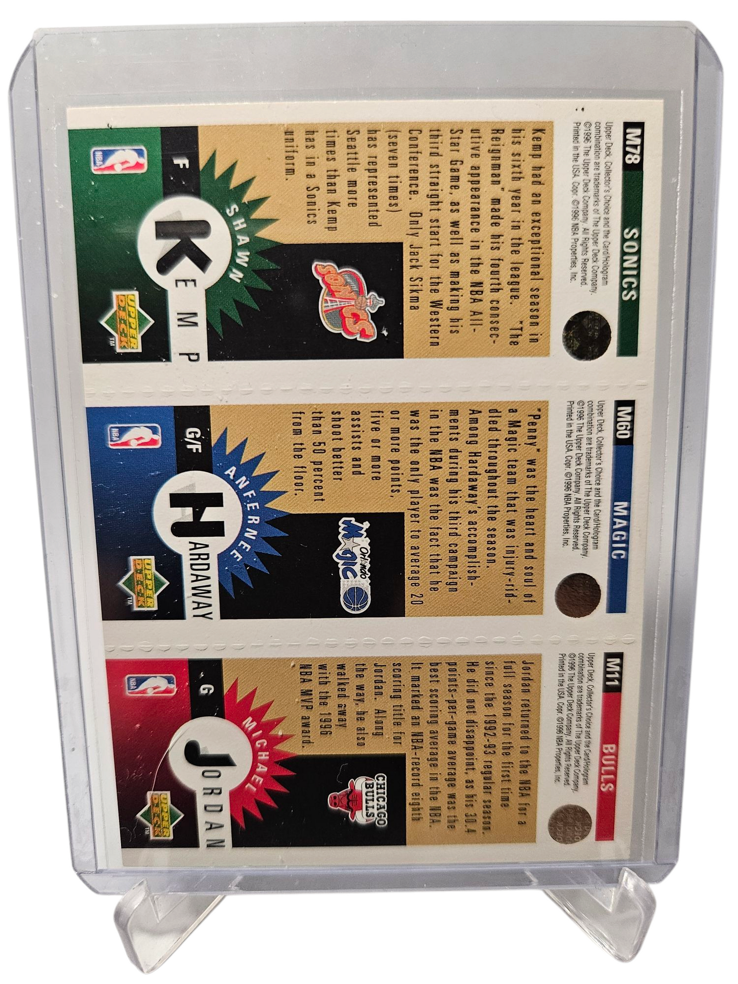 1996 Upper Deck #M11/M60/M78 Michael Jordan/ Anfernee Hardaway/Shawn Kemp 1996 All-Stars