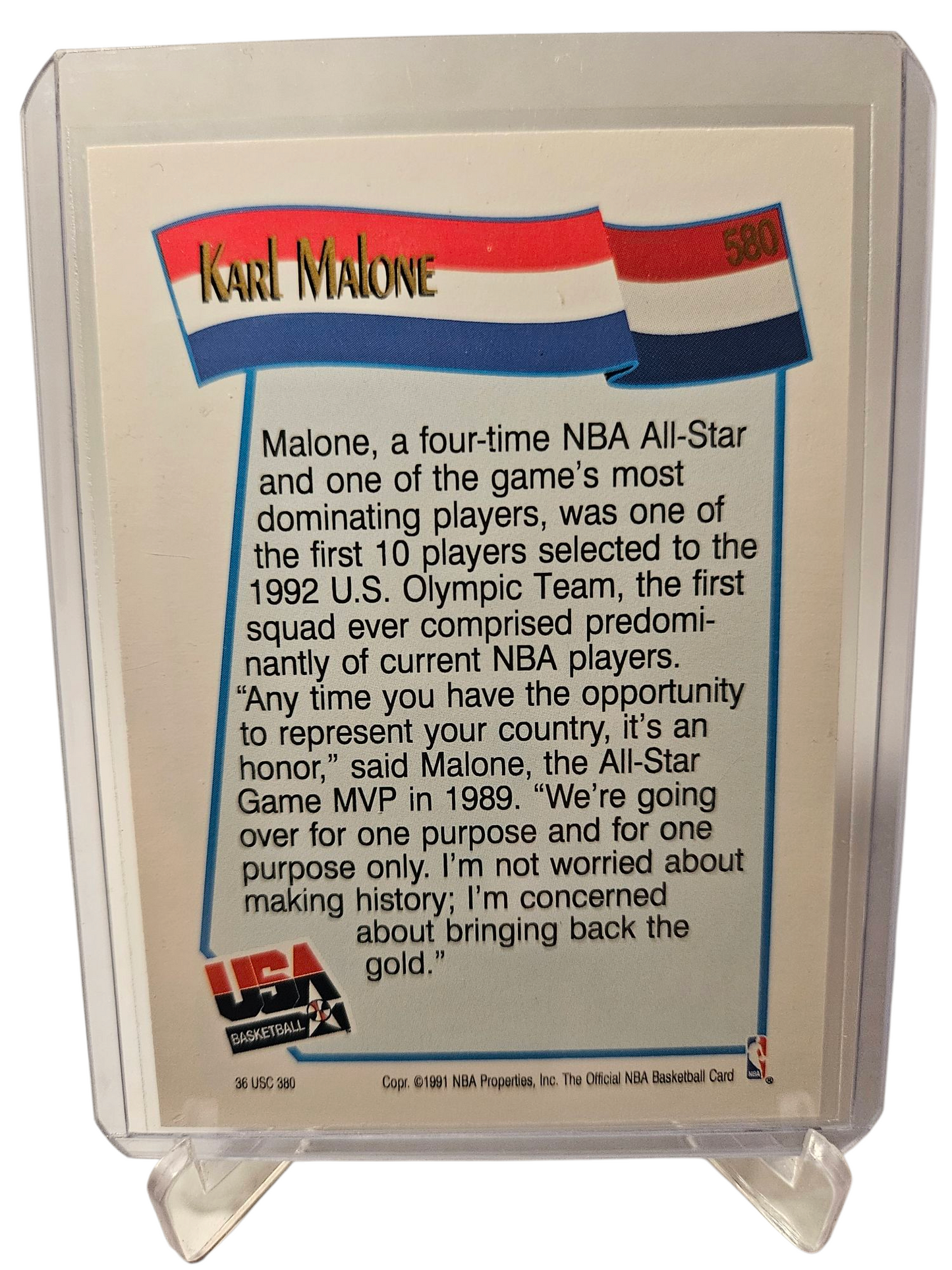 1991 Hoops #580 Karl Malone 1992 USA Basketball Team