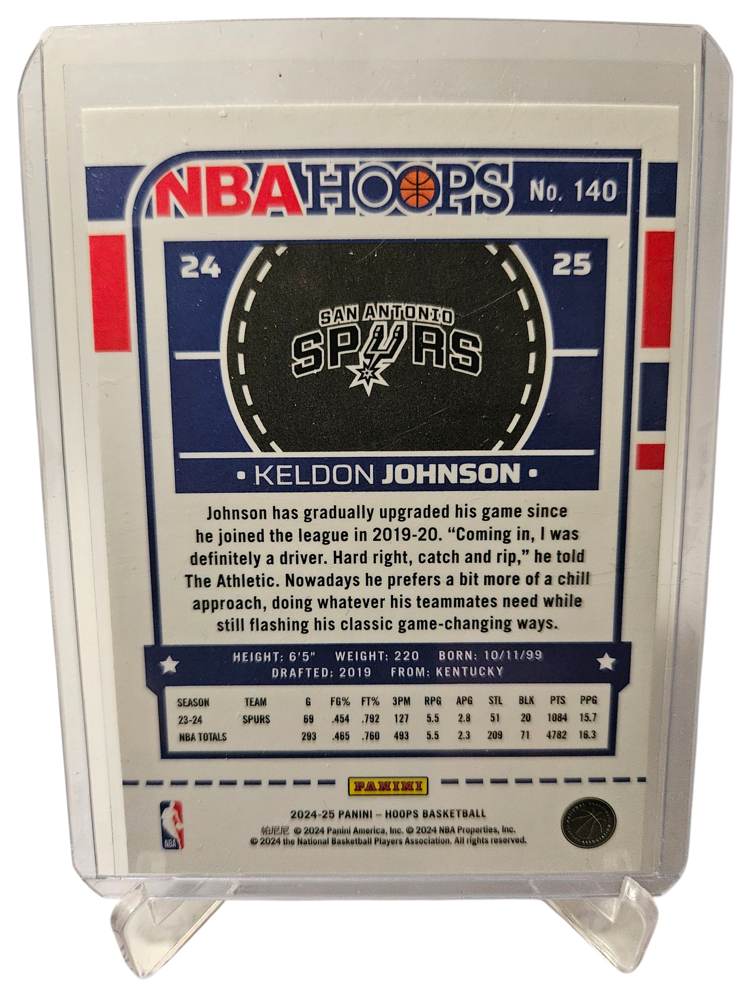 2024-25 Panini Hoops #140 Keldon Johnson Hoops Premium