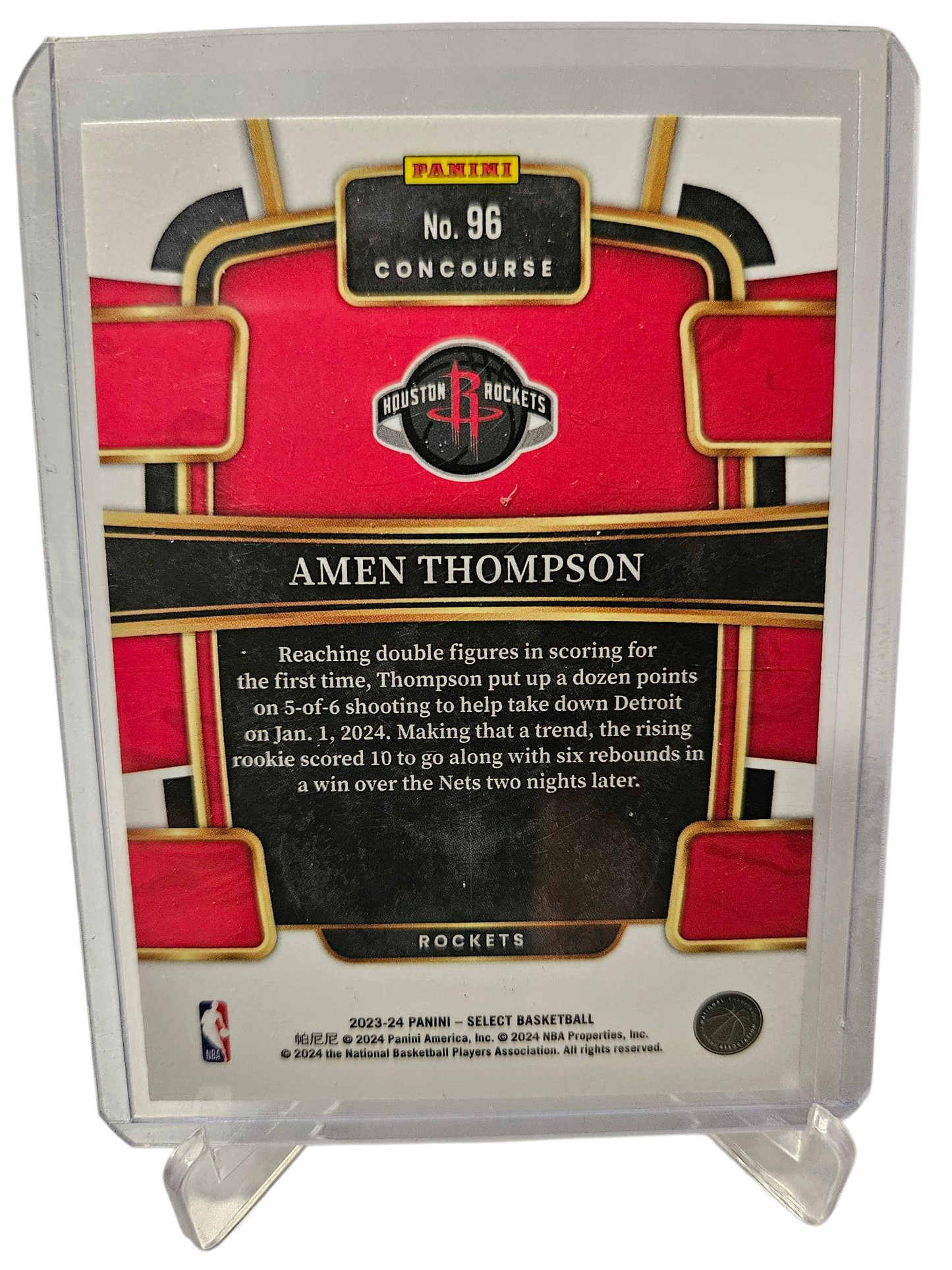 2023-24 Panini Select #96 Amen Thompson Rookie Card