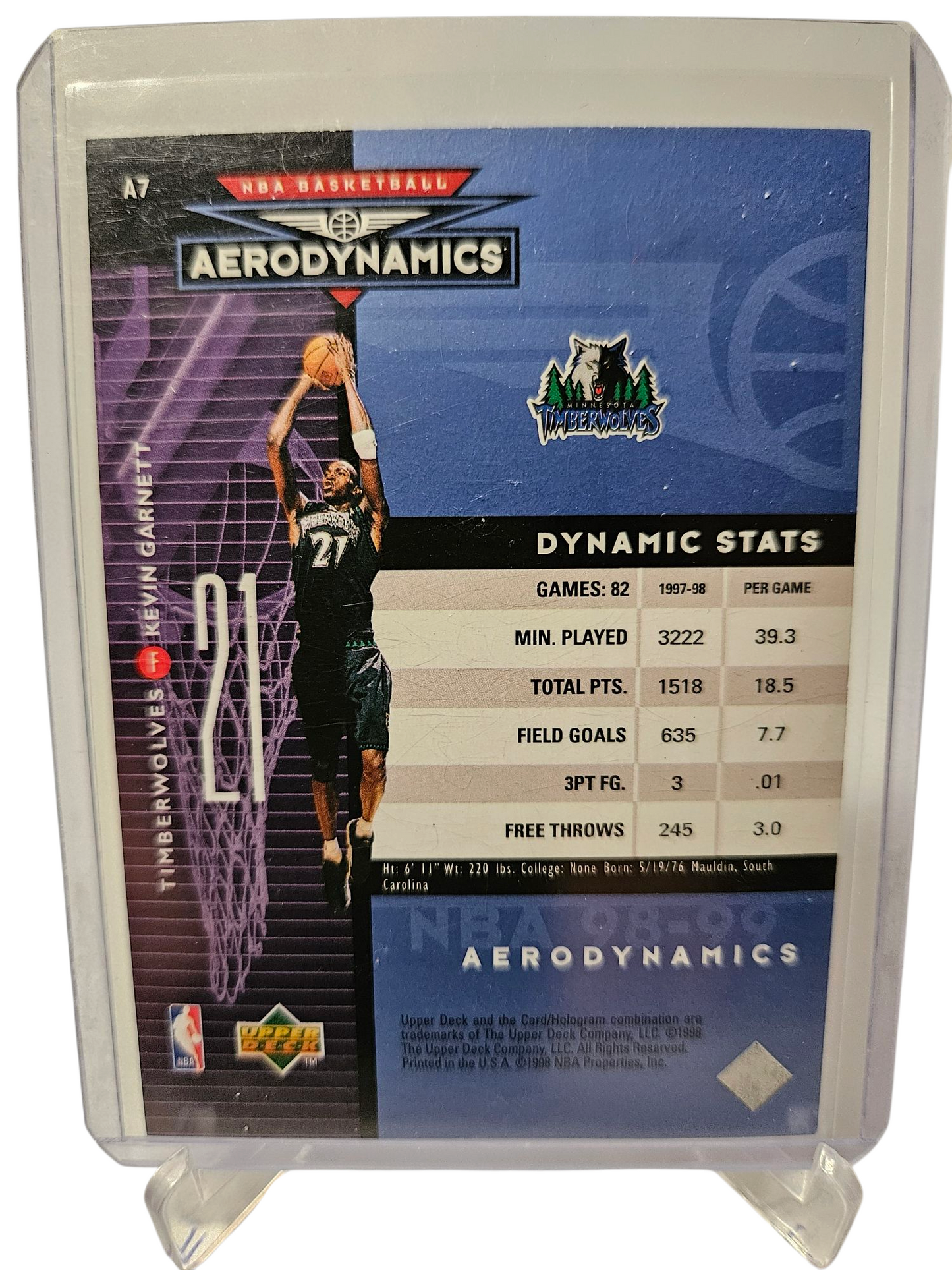 1998 Upper Deck #A7 Kevin Garnett Aerodynamics