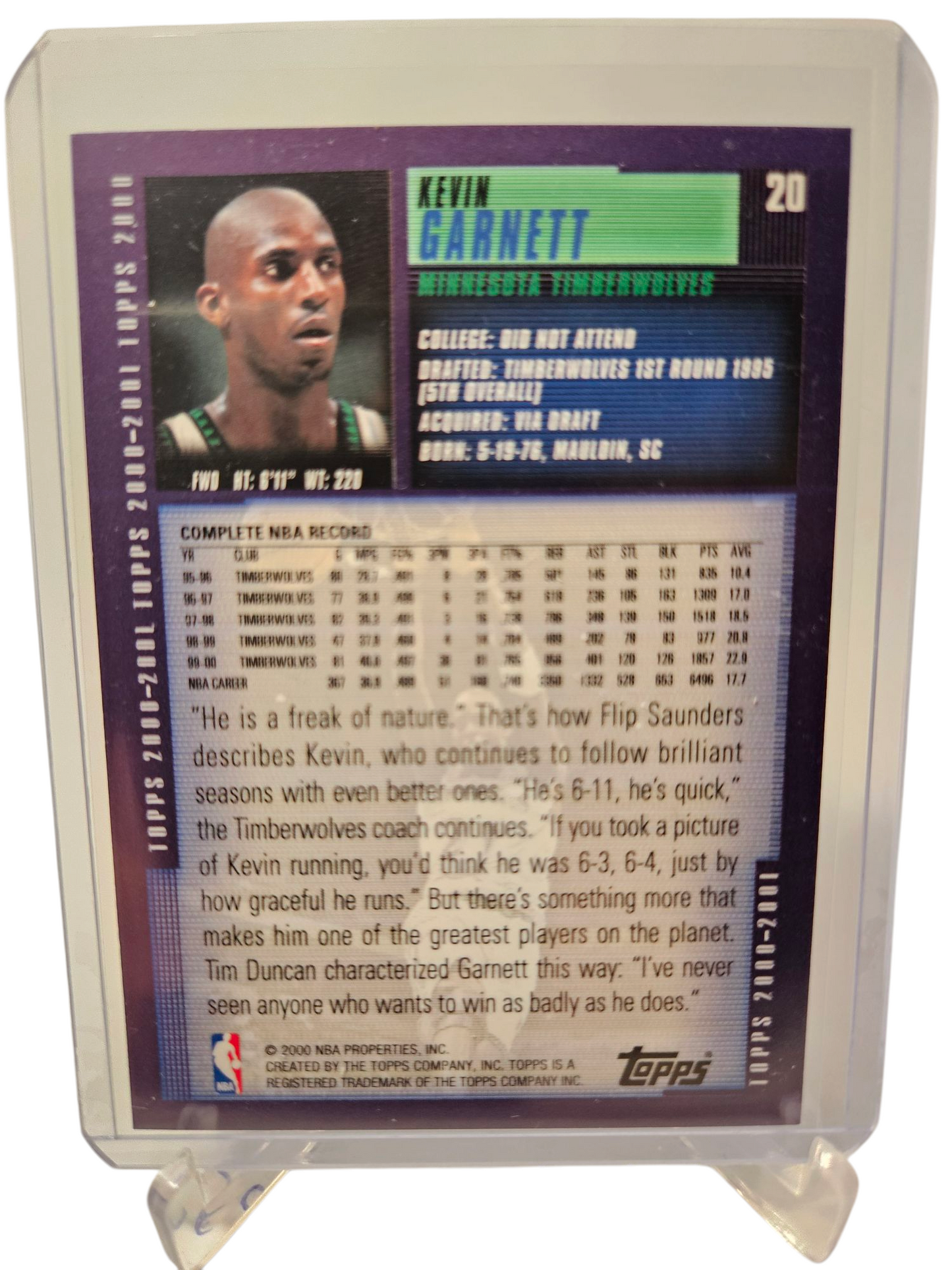 2000-01 Topps #20 Kevin Garnett