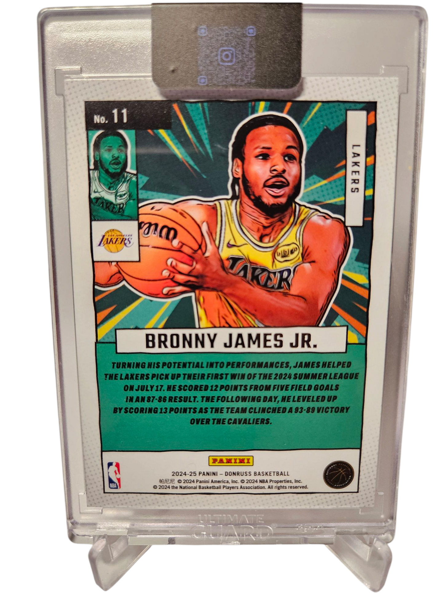 2024-25 Panini Donruss #11 Bronny James JR Rookie Card Net Marvels Diamond SP
