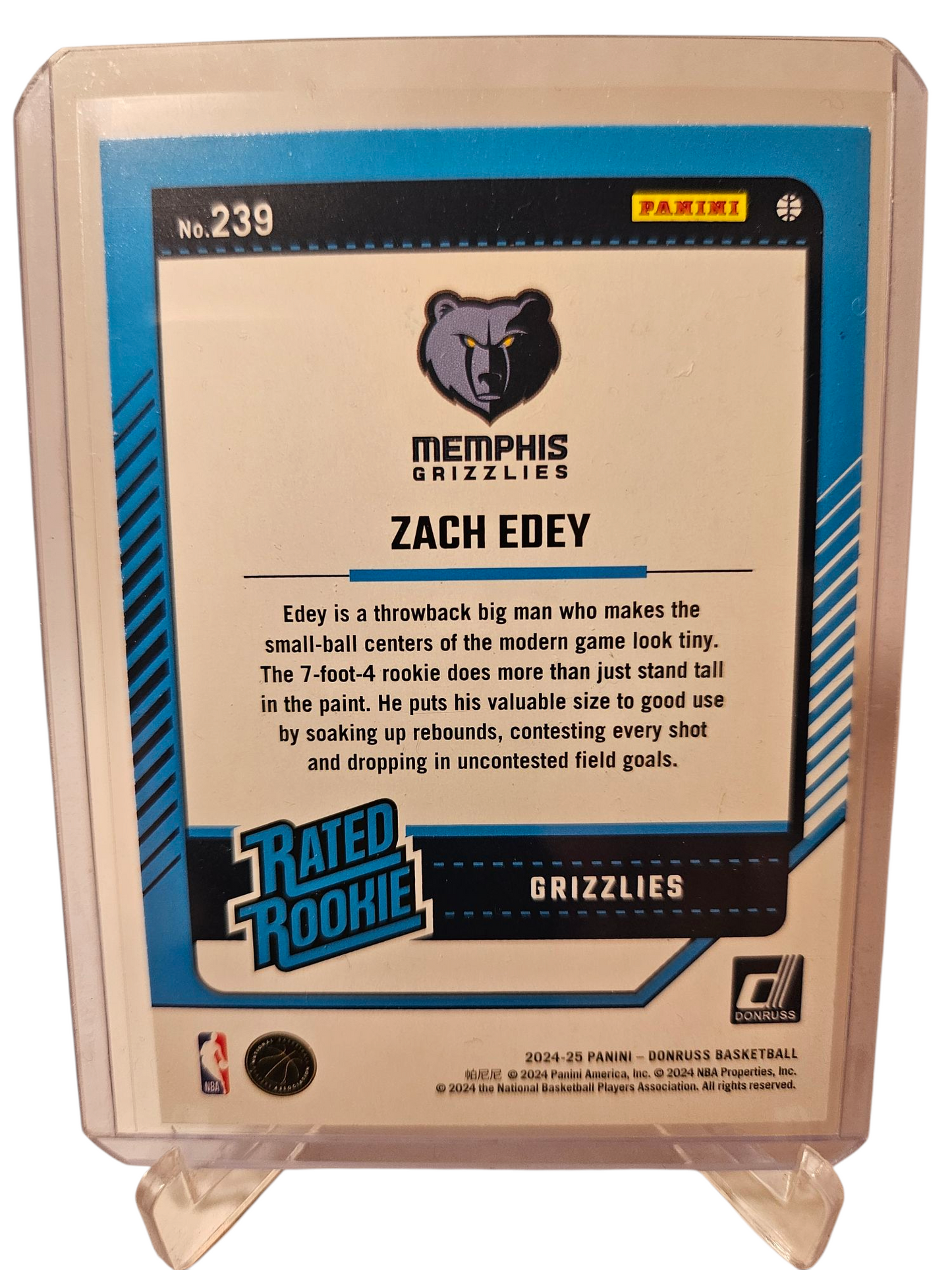 2024-25 Panini Donruss #239 Zach Edey Rookie Card Red