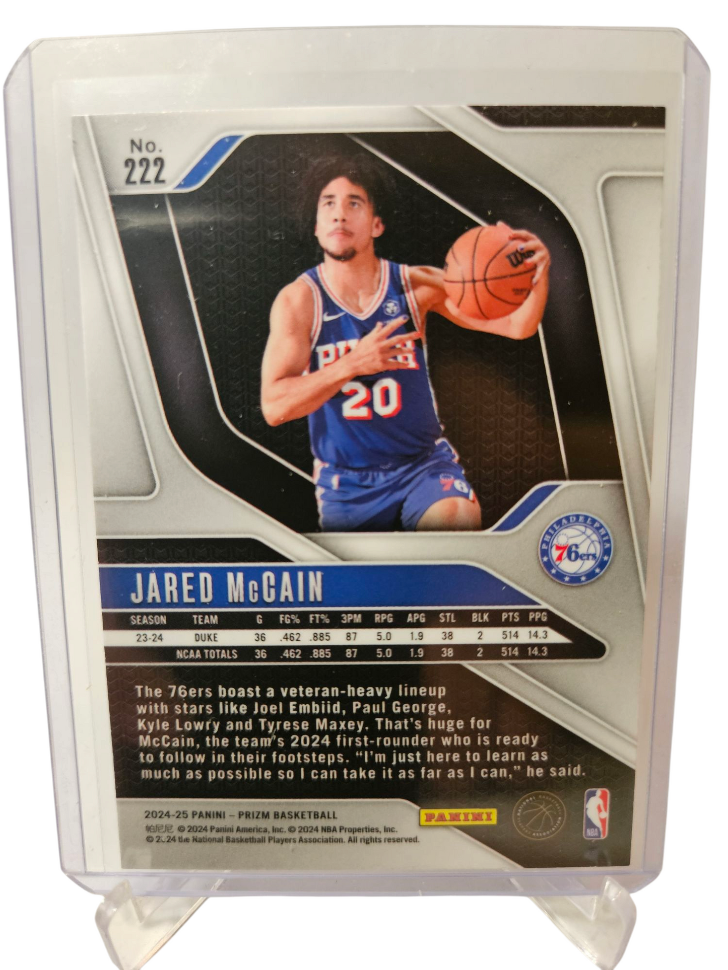 2024-25 Panini Prizm #272 Jared McCain Rookie Card